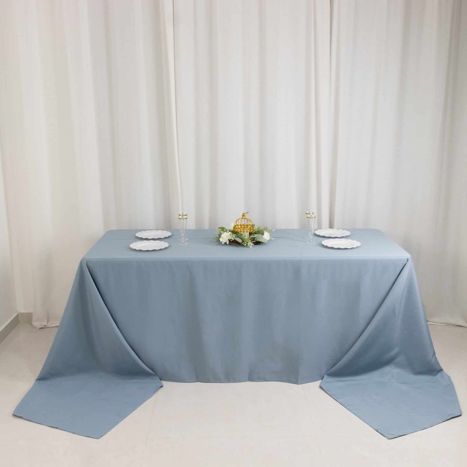 Premium Polyester 90x156 Rectangle Tablecloth Dusty Blue - Seamless 220GSM Stain-Resistant Table Cover