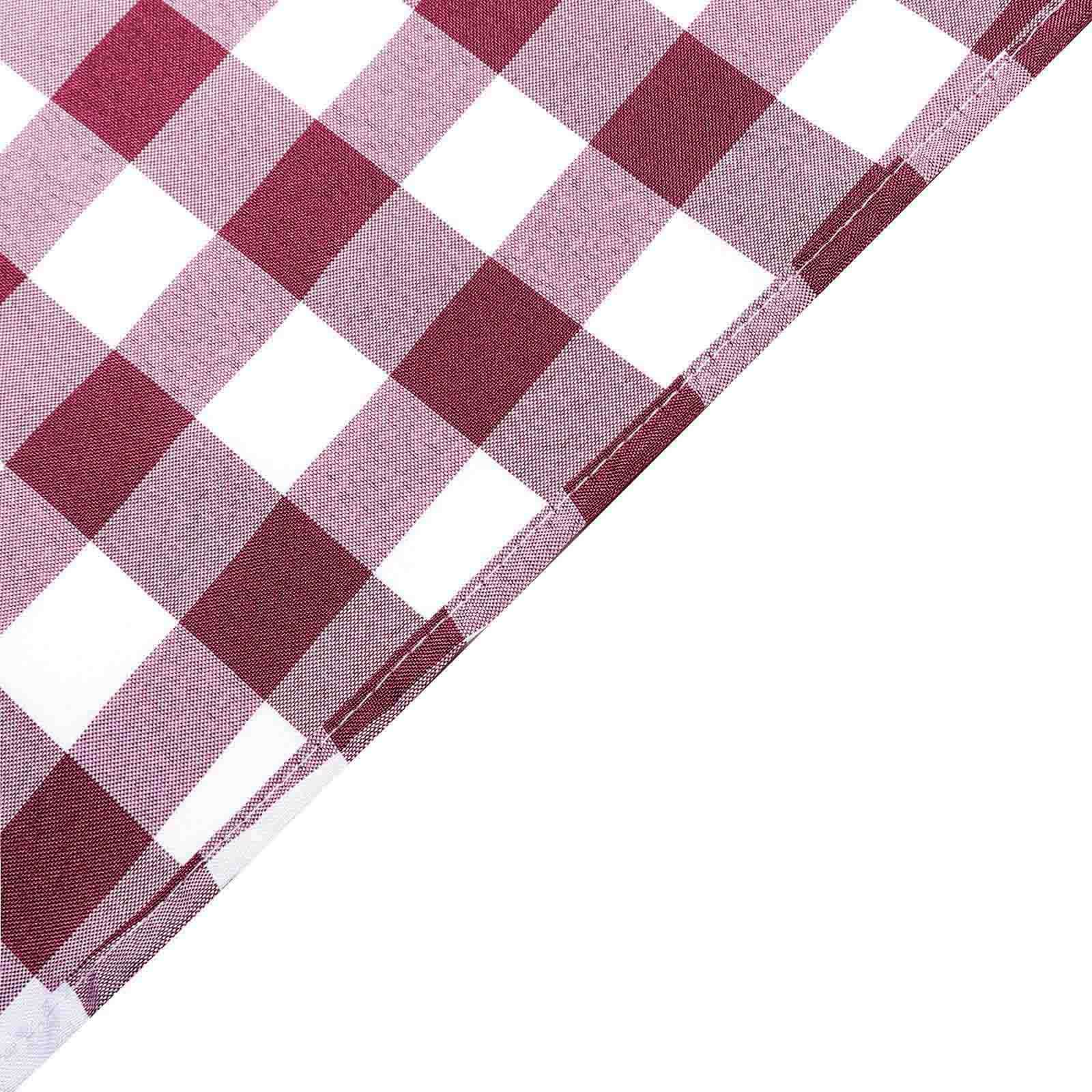 Polyester 14x108 Table Runner Burgundy/White - Gingham Plaid Design