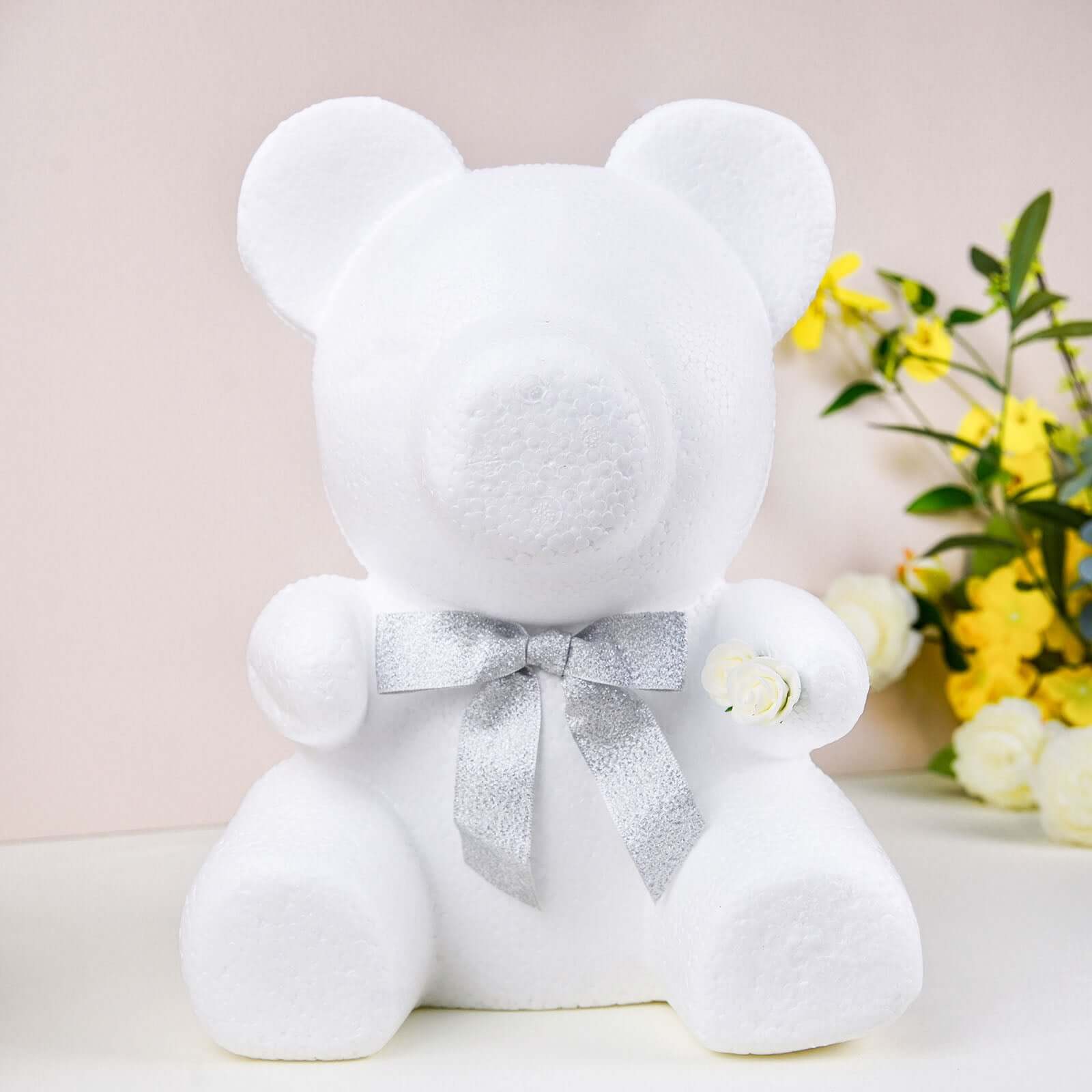 12 DIY White 3D Modeling StyroFoam Bear, Polystyrene Craft Foam Animal