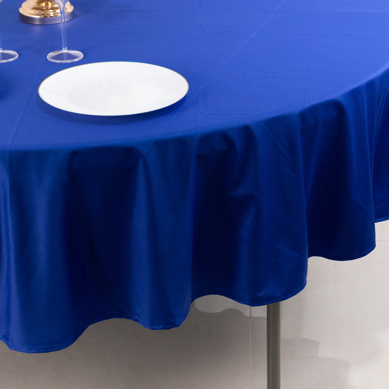 Premium Scuba Round 90 Tablecloth Royal Blue - Wrinkle Free & Stain Resistant Table Cover