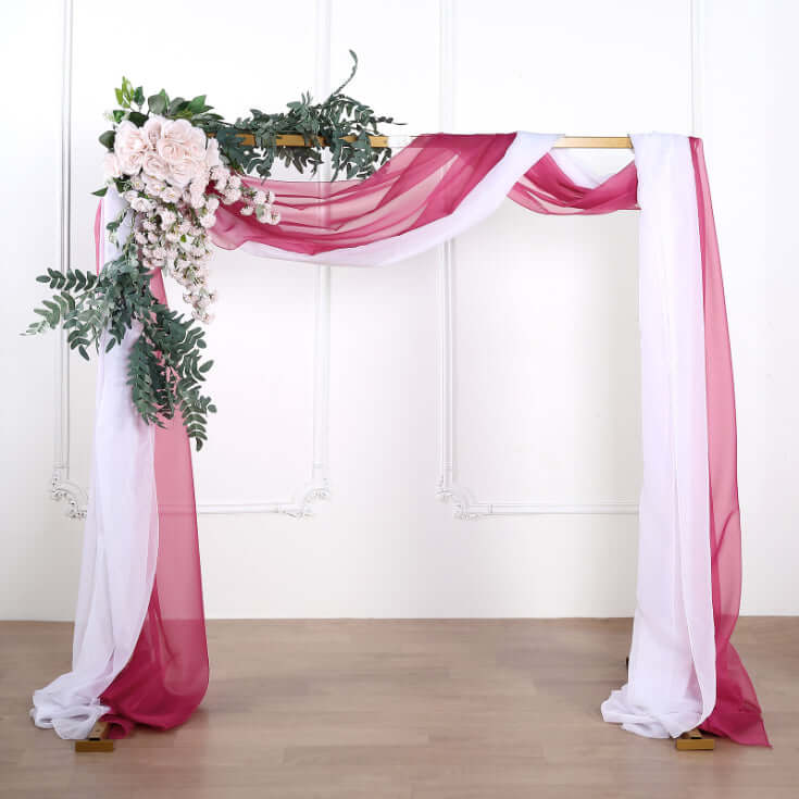 18ft Fuchsia Rose Sheer Organza Wedding Arch Drapery Fabric, Window Scarf Valance