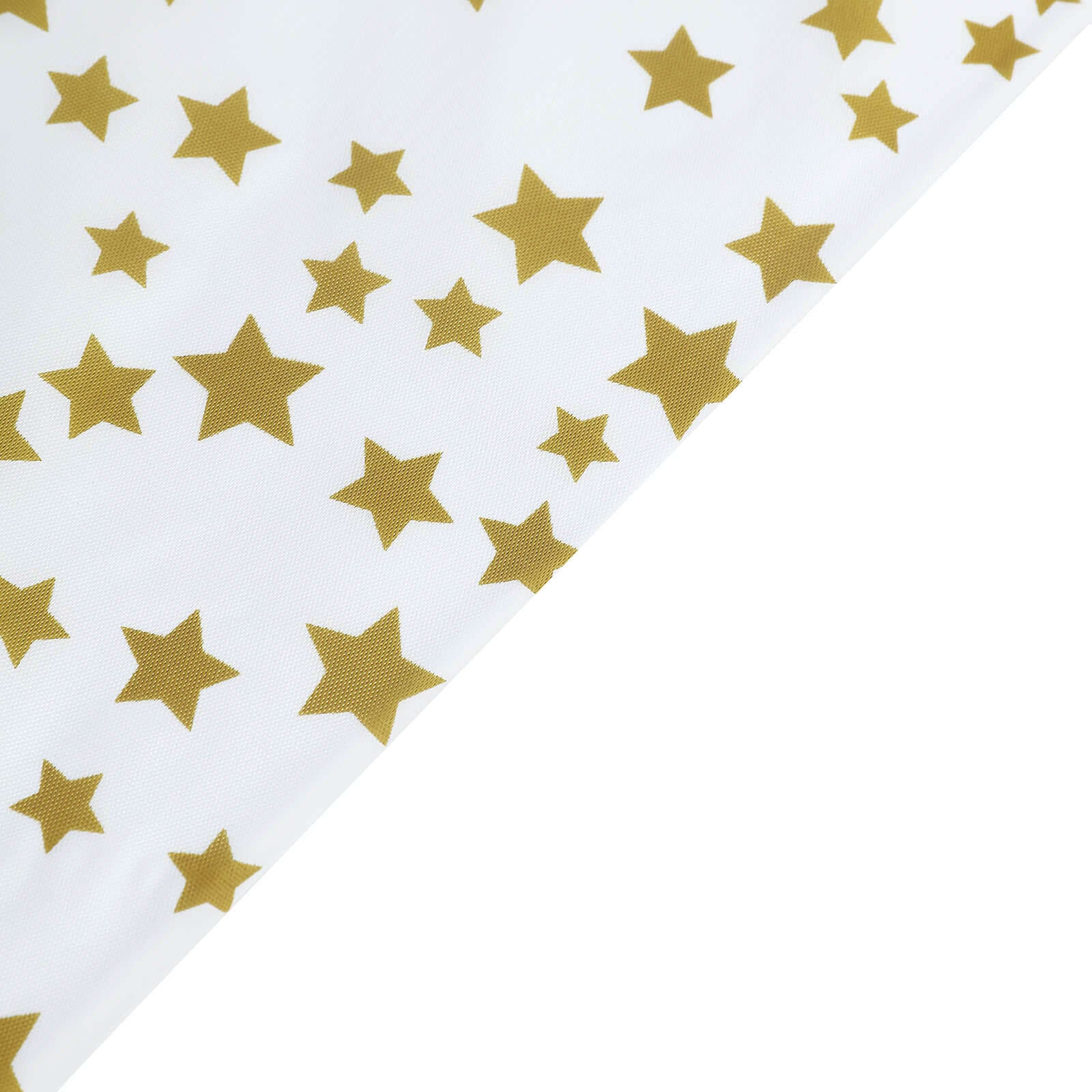 5-Pack Plastic Table Covers White Rectangle with Gold Stars - Decorative PVC Disposable Tablecloths 54x108