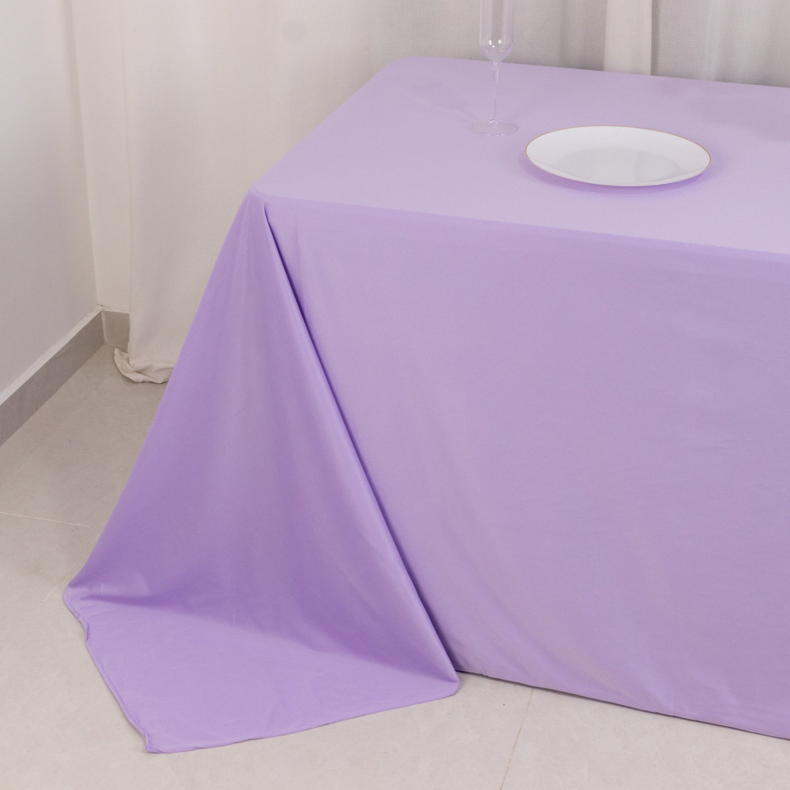 Premium Scuba Rectangular 90x132 Tablecloth Lavender Lilac - Wrinkle Free, Stain Resistant & Seamless Table Cover