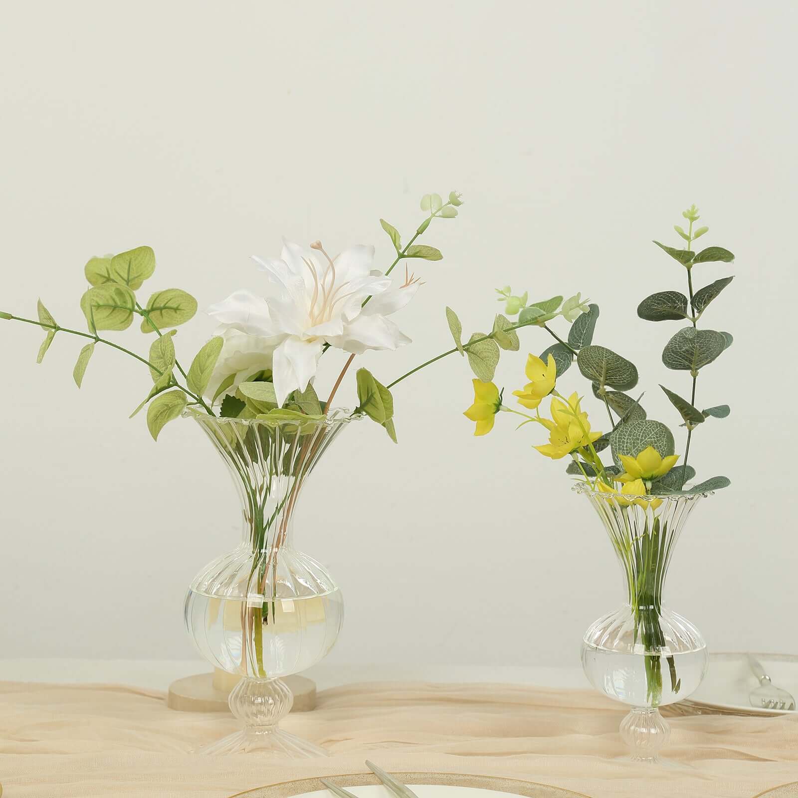 Set of 4 Glass Flower Vases Nordic Style with Petals Texture Clear - Transparent Bud Planters for Wedding Table Decor 7, 9