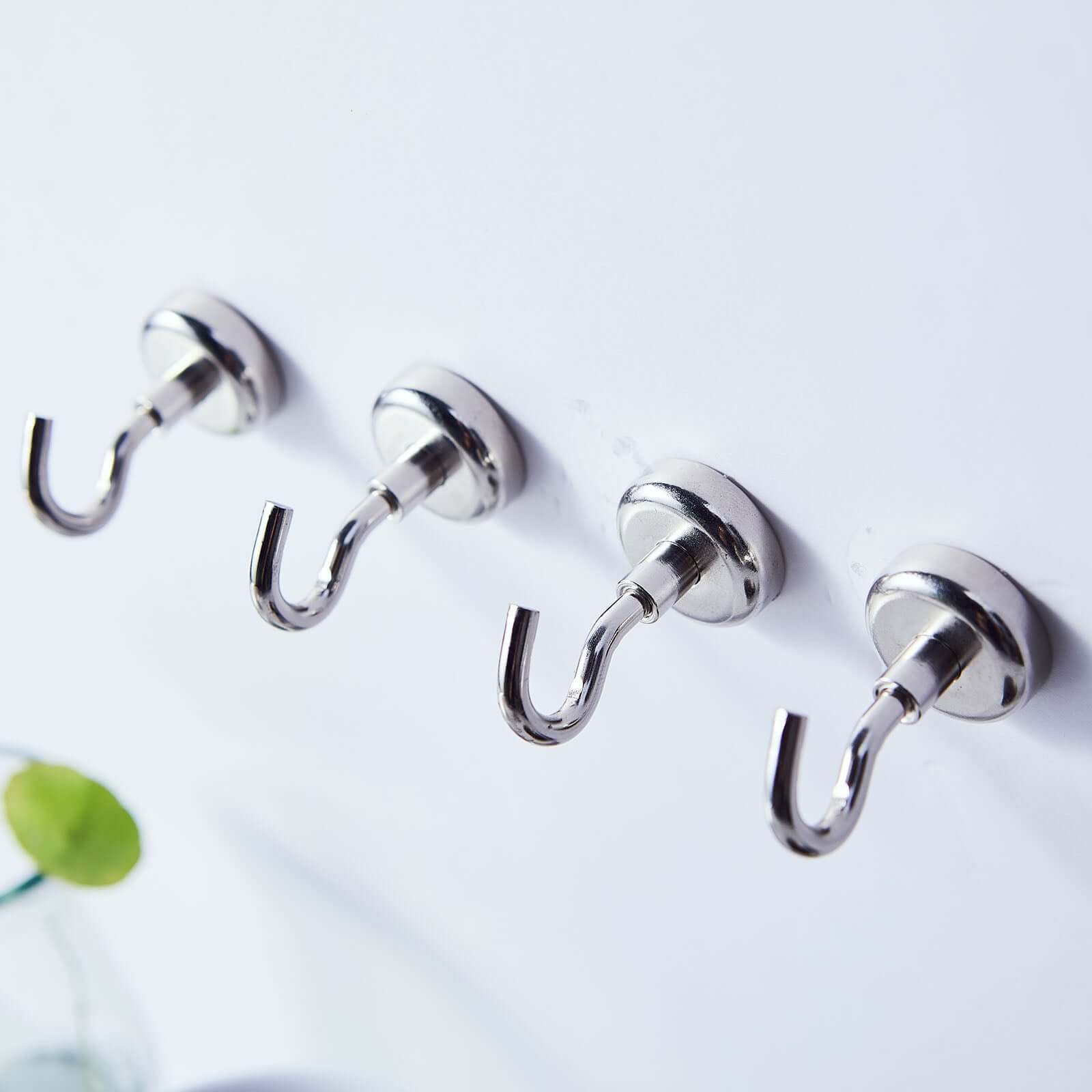 4 Pack 8Lb Capacity Silver Metal Heavy Duty Magnetic Hooks, Multipurpose Hanging Hooks