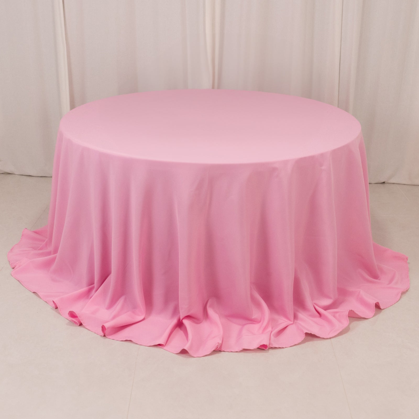 Premium Polyester 132 Round Tablecloth Pink - Seamless 220GSM Wrinkle-Resistant Table Cover