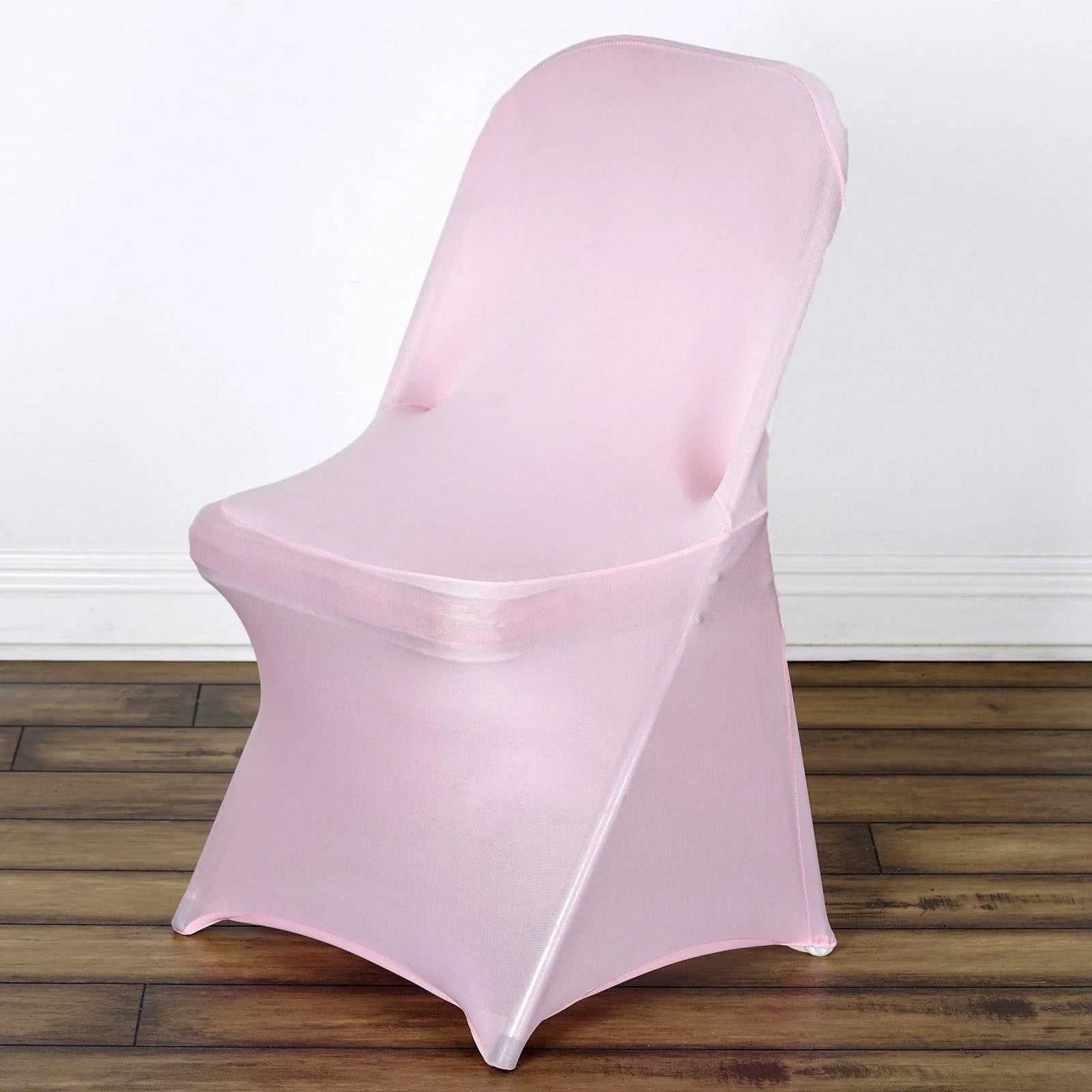 10 Pack Stretch Spandex Chair Covers Pink for Folding Chairs - Durable 160GSM Fitted Slipcovers