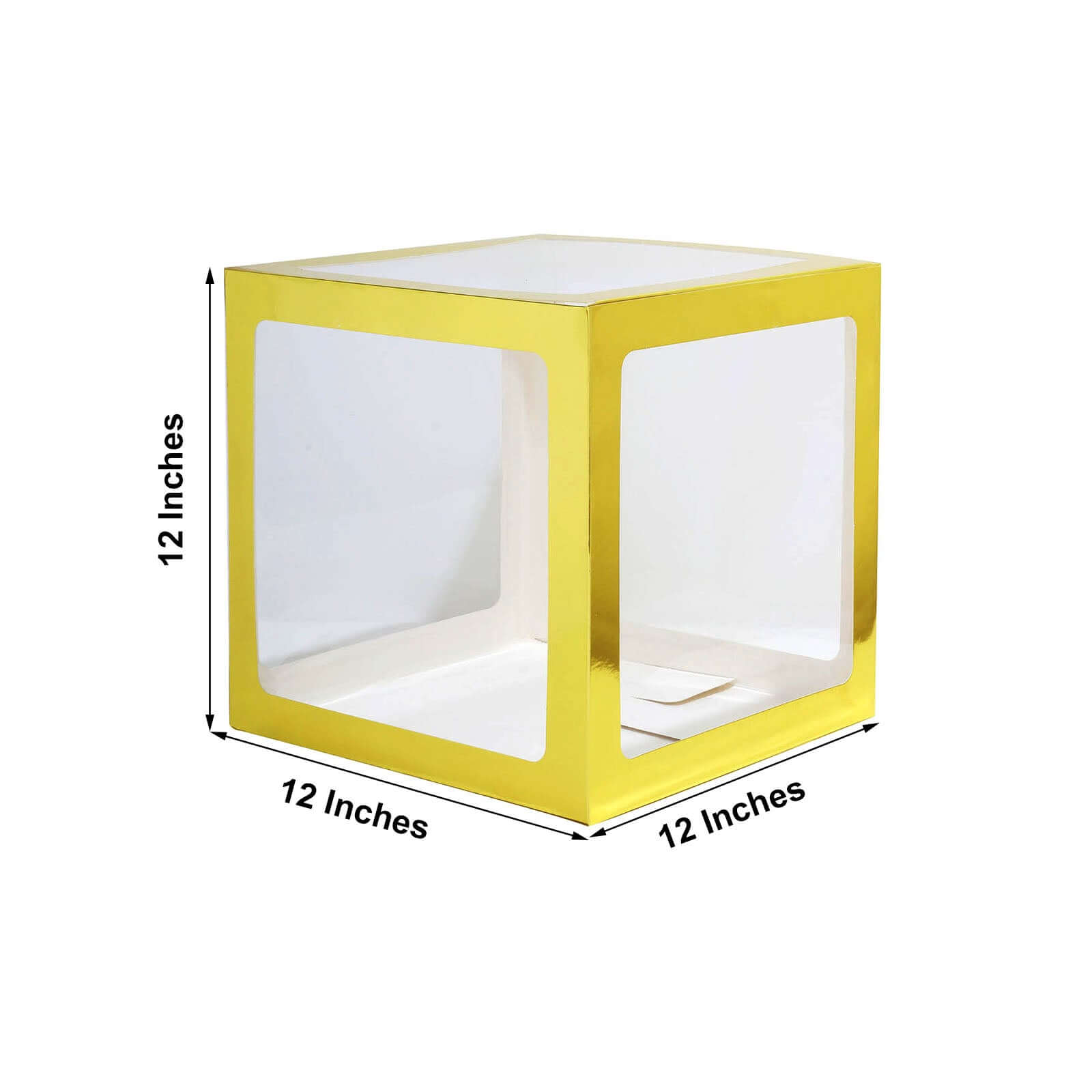 2 Pack 12 Metallic Gold Clear Baby Shower Party Decoration Boxes, Transparent DIY Balloon Boxes