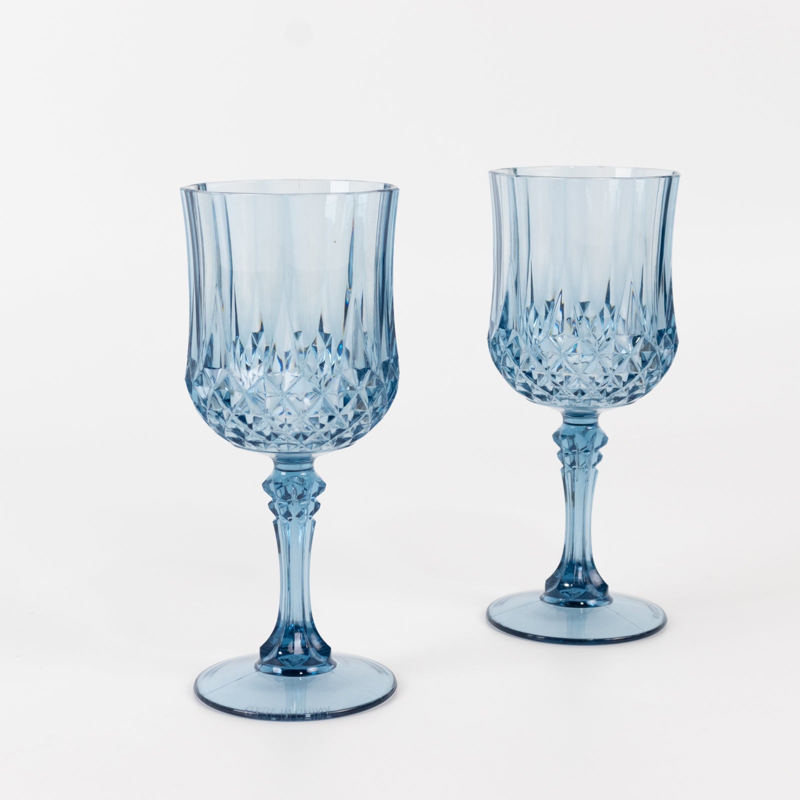 6-Pack Plastic Cocktail Goblets Dusty Blue Transparent Crystal Cut - Shatterproof Drinkware 8oz