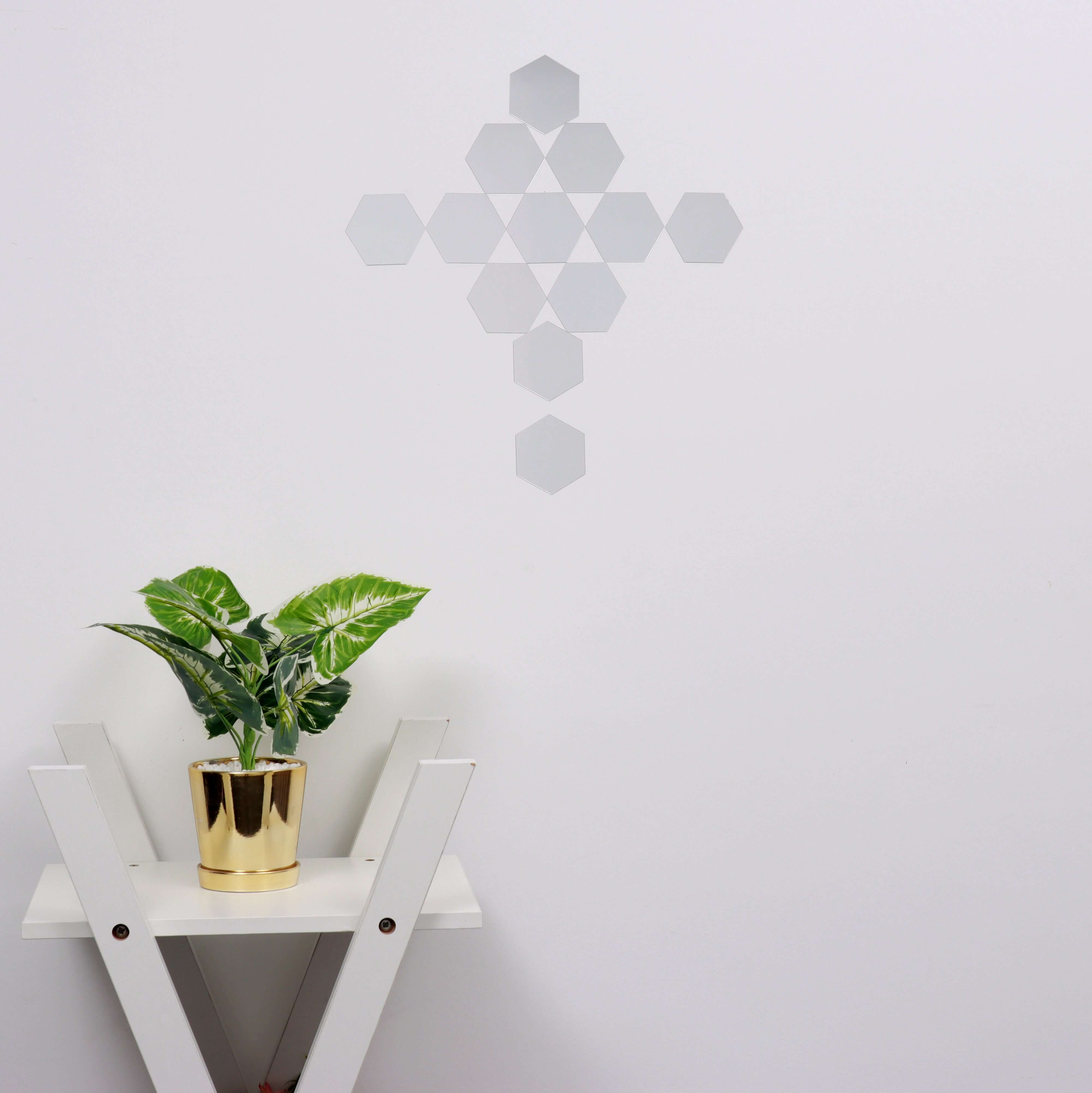 12 Pack Hexagon Acrylic Mirror Wall Stickers, 3 Removable Wall Decals For Home Decor