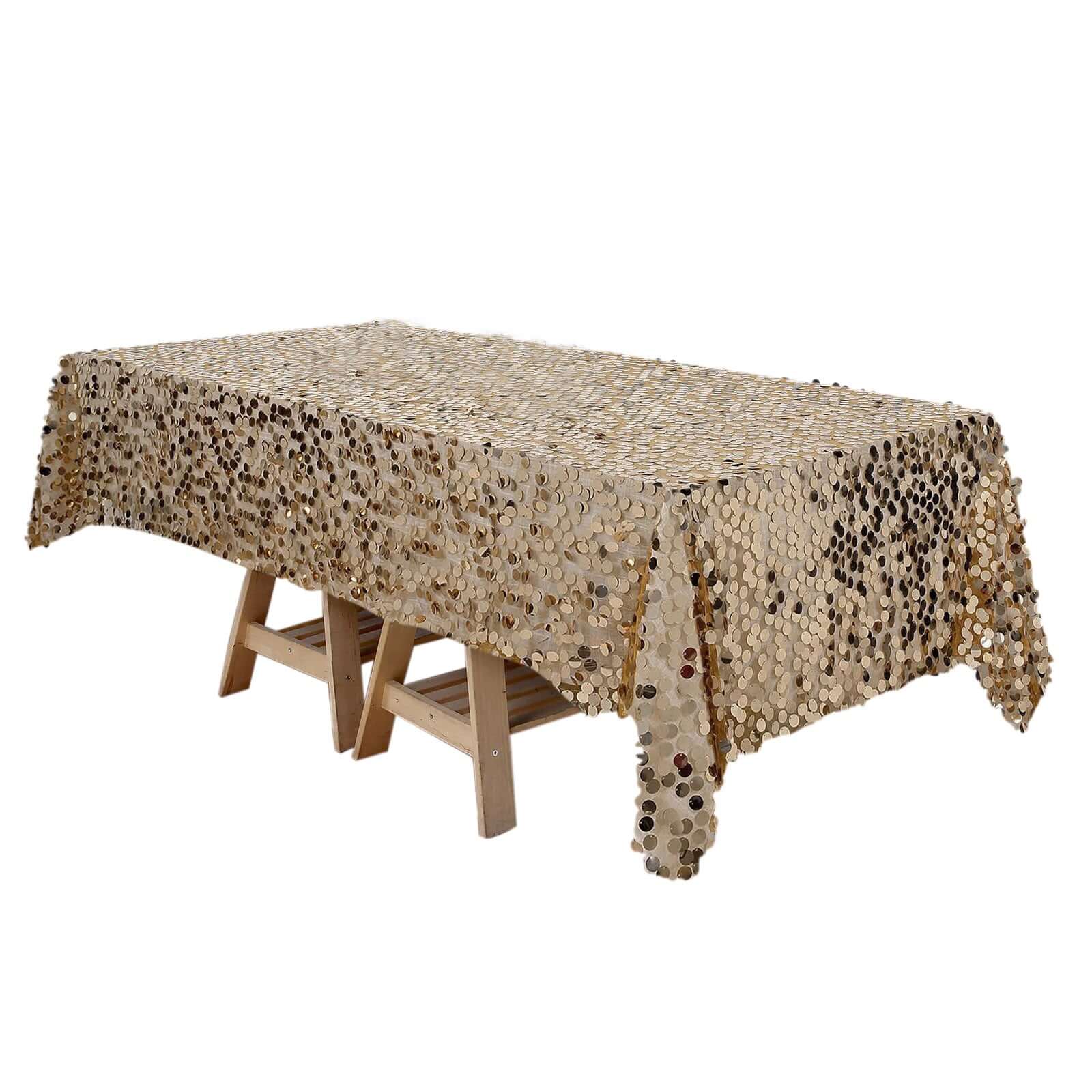 Sequin 60x102 Rectangle Tablecloth Gold - Big Payette Table Cover