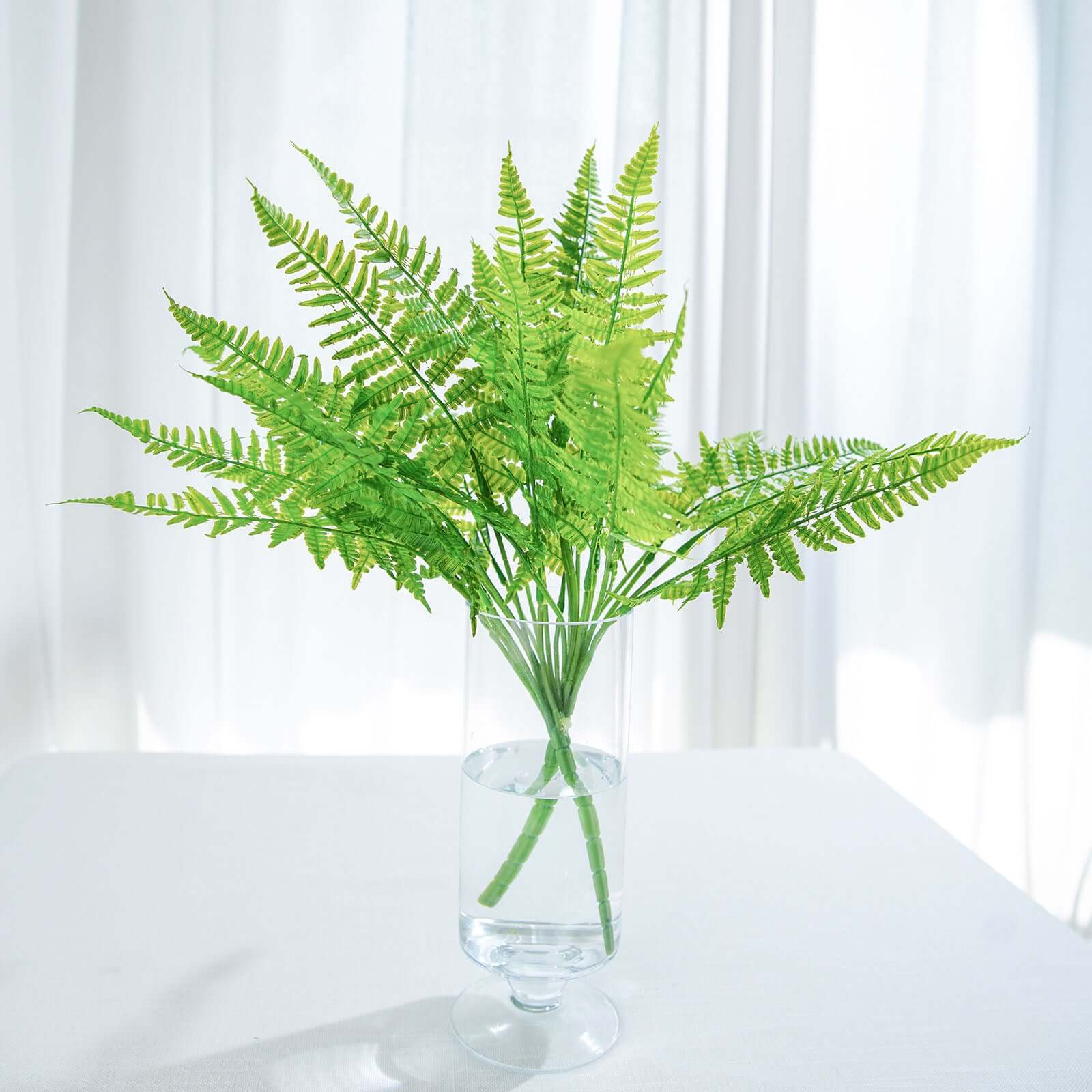 2 Stems 19 Green Artificial Boston Fern Leaf Plant Indoor Faux Spray