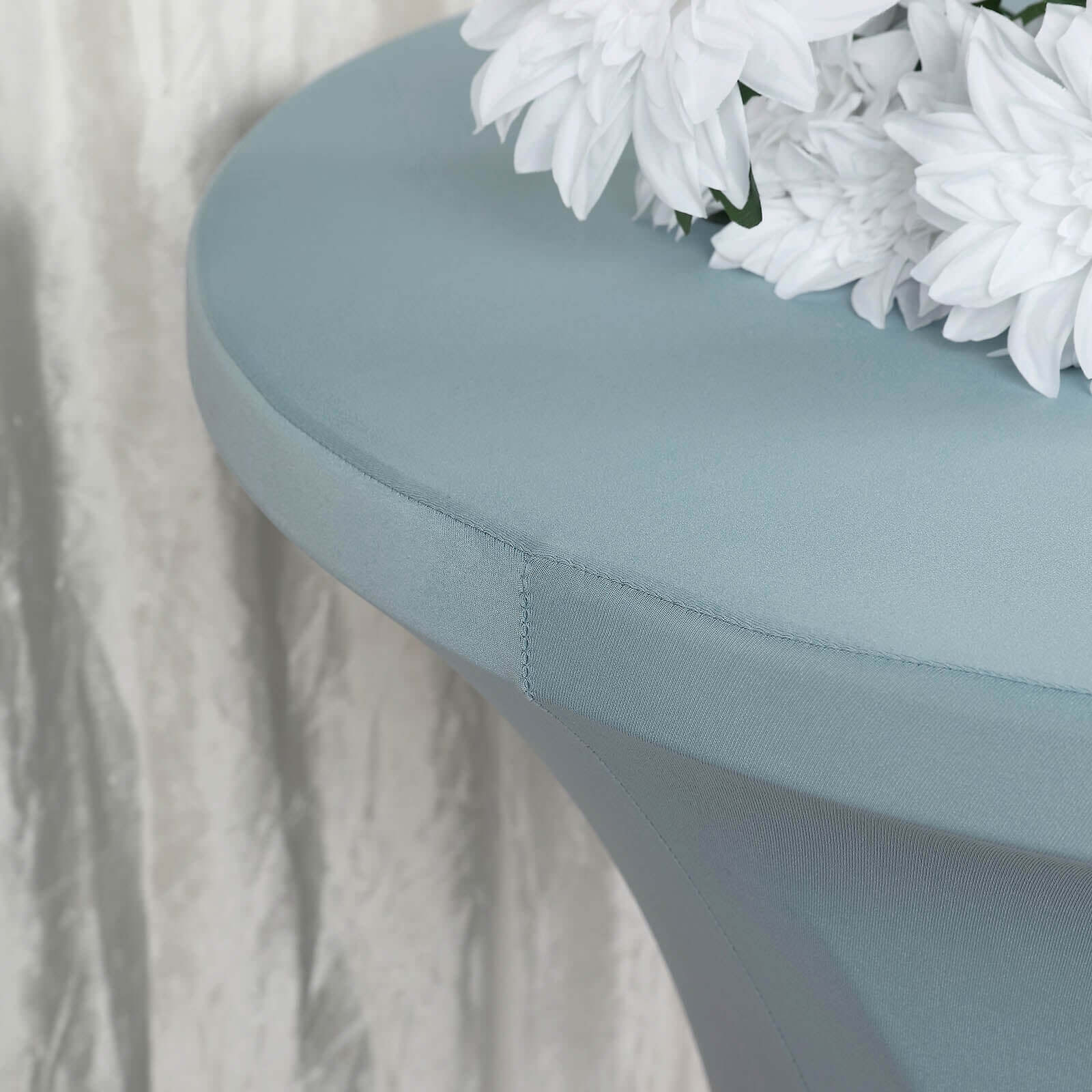 Spandex 24-32 Round Cocktail Table Cover Dusty Blue - Easy to Maintain Stretch Fitted Highboy Tablecloth