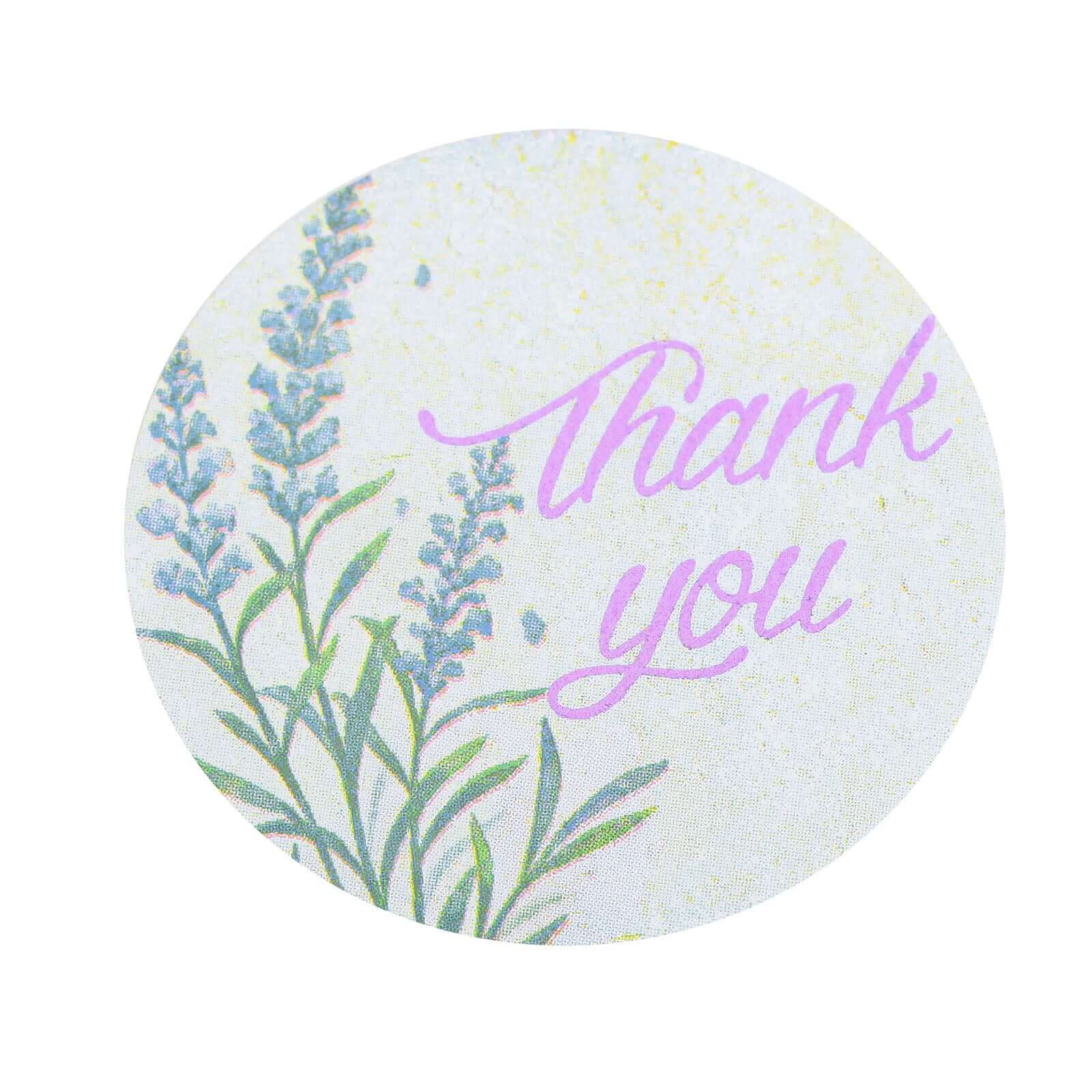 500Pcs 1.5 Thank You Purple Lavender Print Stickers Roll, Labels For DIY Envelope Seals - Round