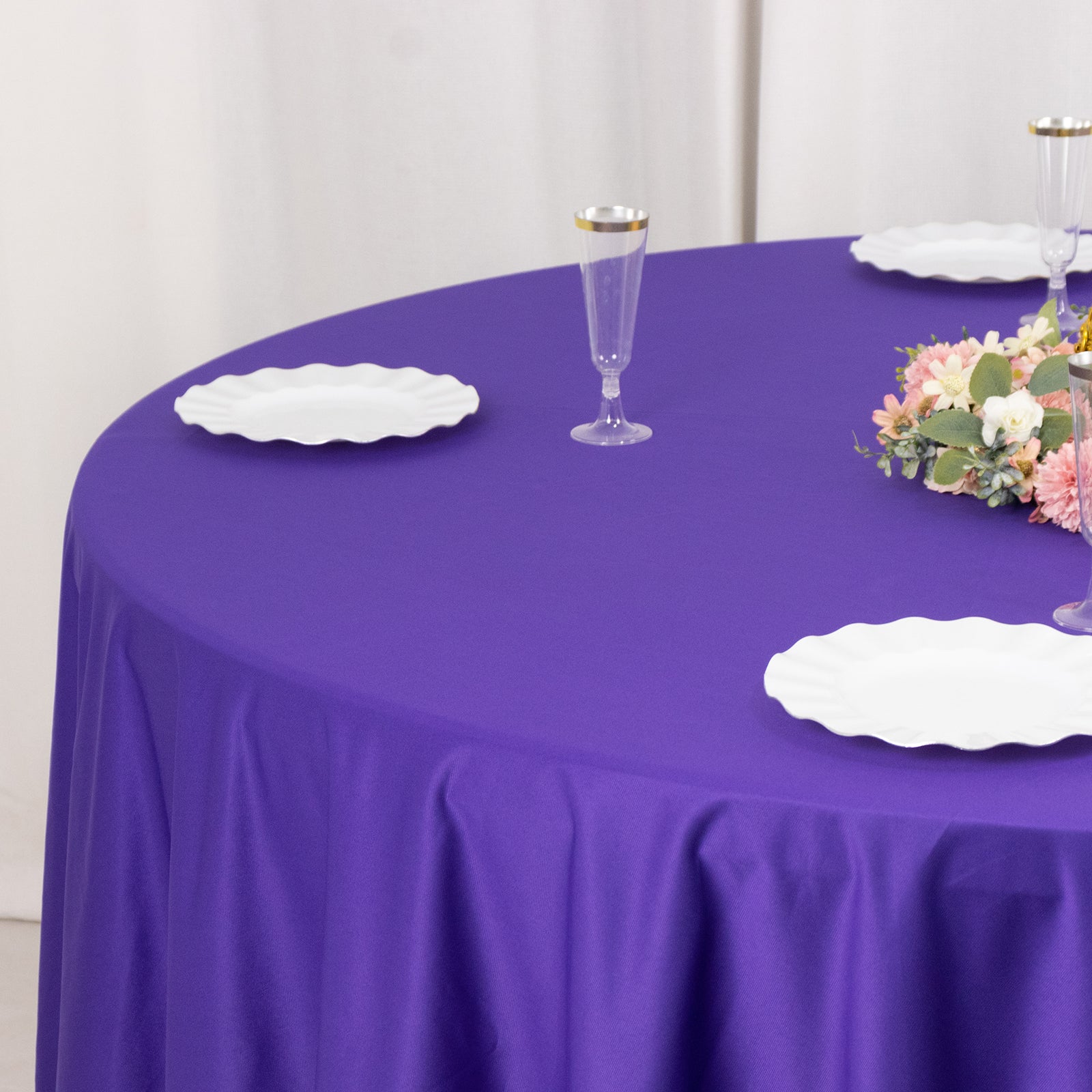 Premium Scuba Round 108 Tablecloth Purple - Wrinkle Free & Stain Resistant Table Cover