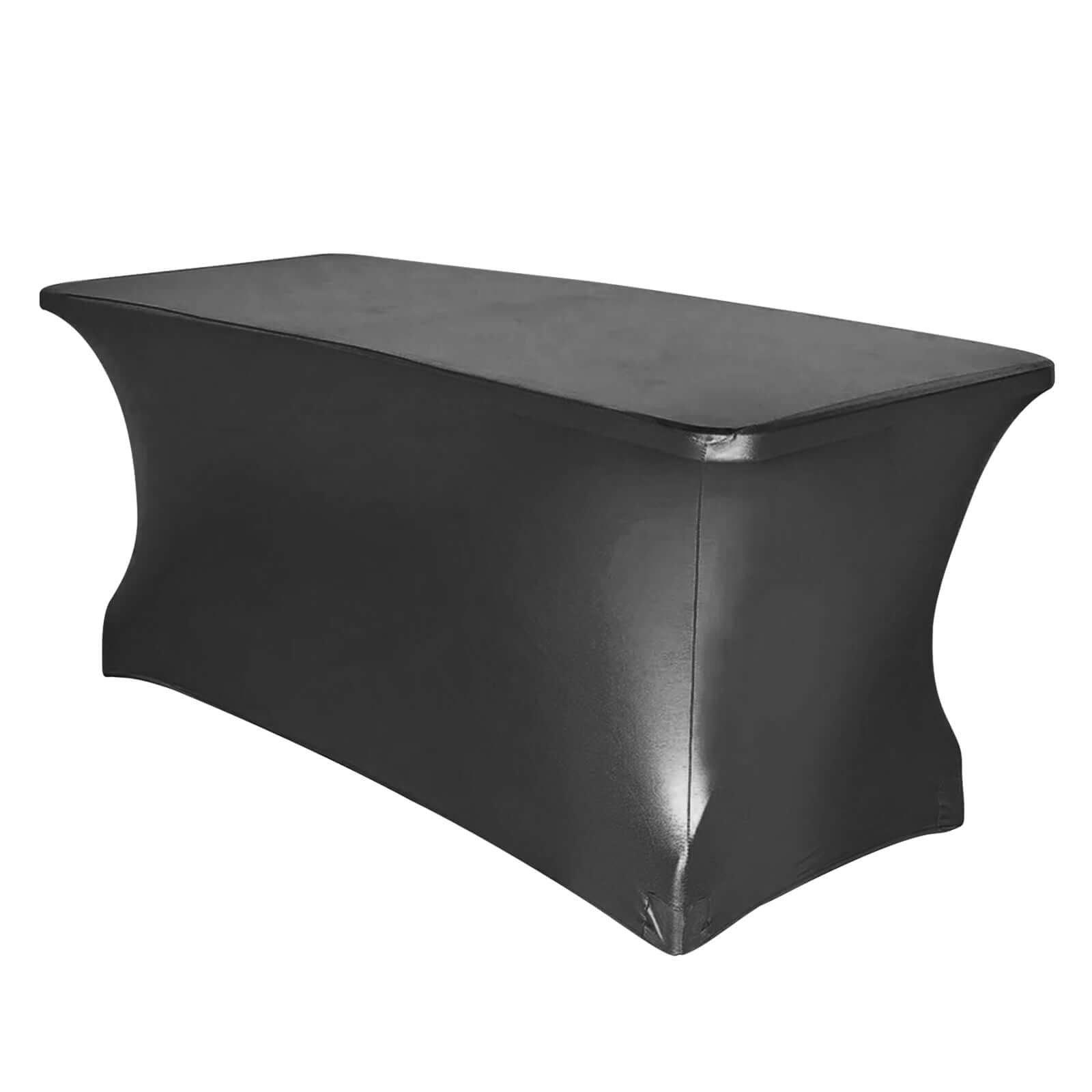 Stretch Spandex 72x30 Rectangle Tablecloth Metallic Black - Form-Fitting Table Cover