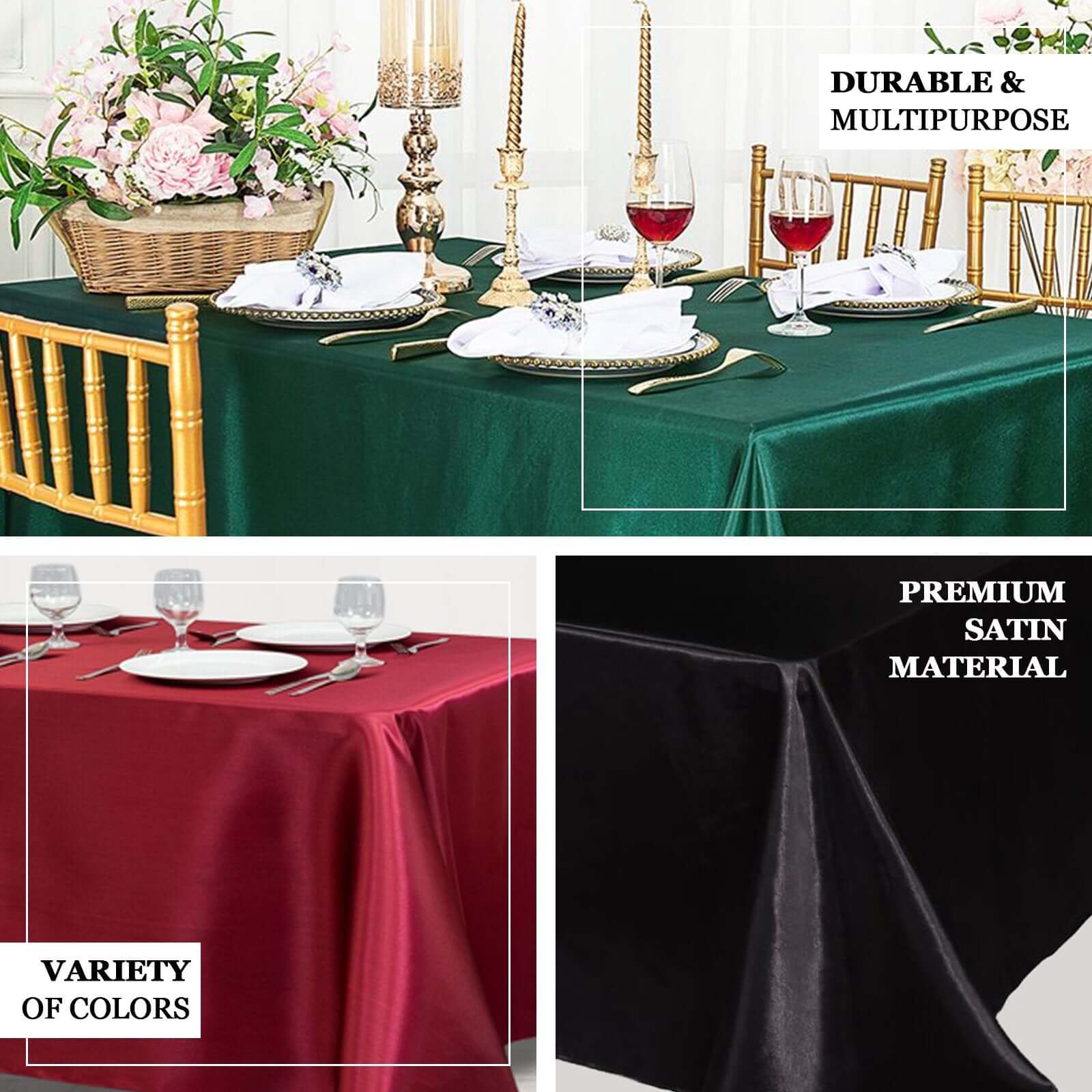 Satin Rectangular 90x156 Tablecloth Terracotta (Rust) - Seamless Table Cover
