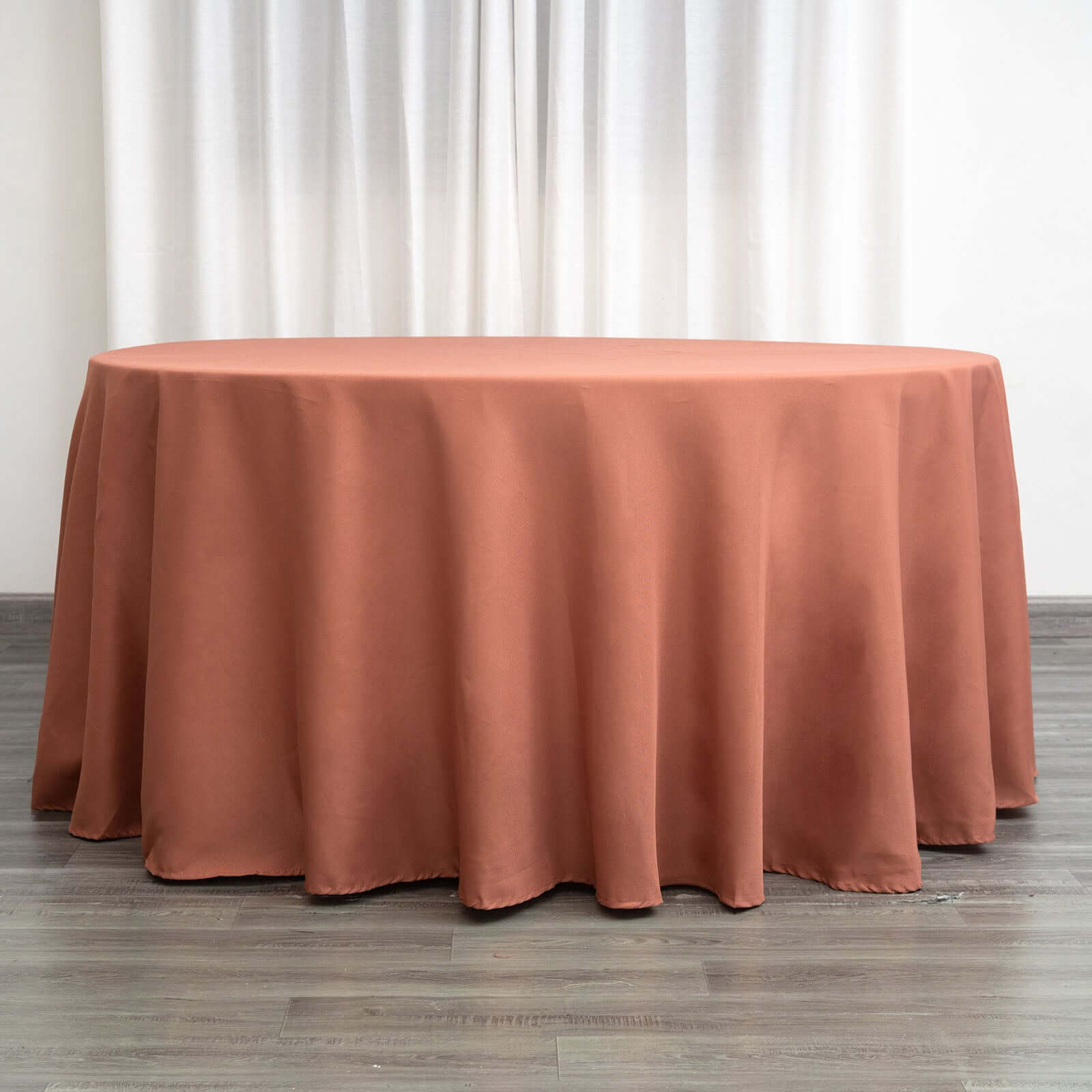Polyester 120 Round Tablecloth Terracotta (Rust) - Seamless Wrinkle-Resistant Table Cover