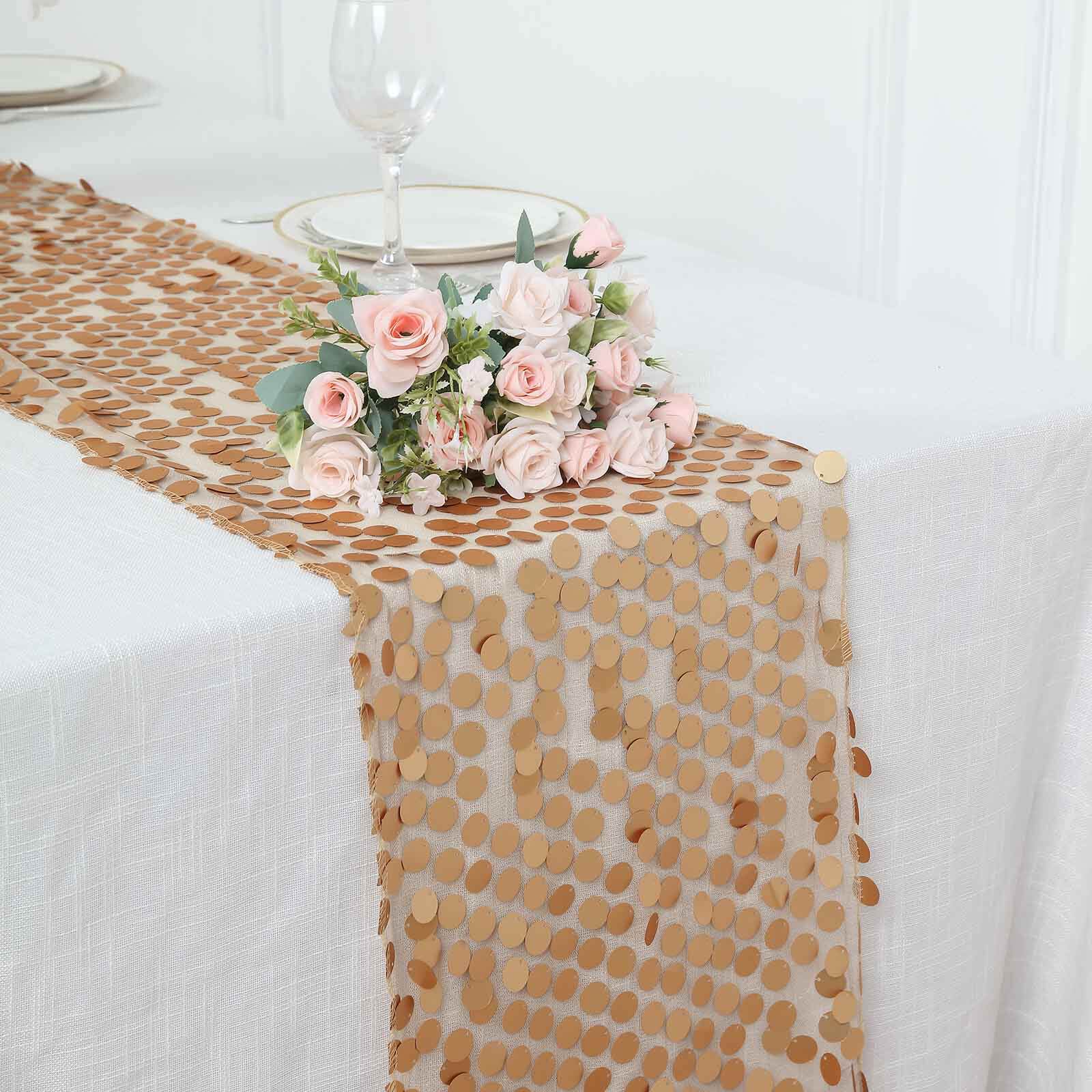 Big Payette Sequin 13x108 Table Runner Matte Champagne - Dazzling Design