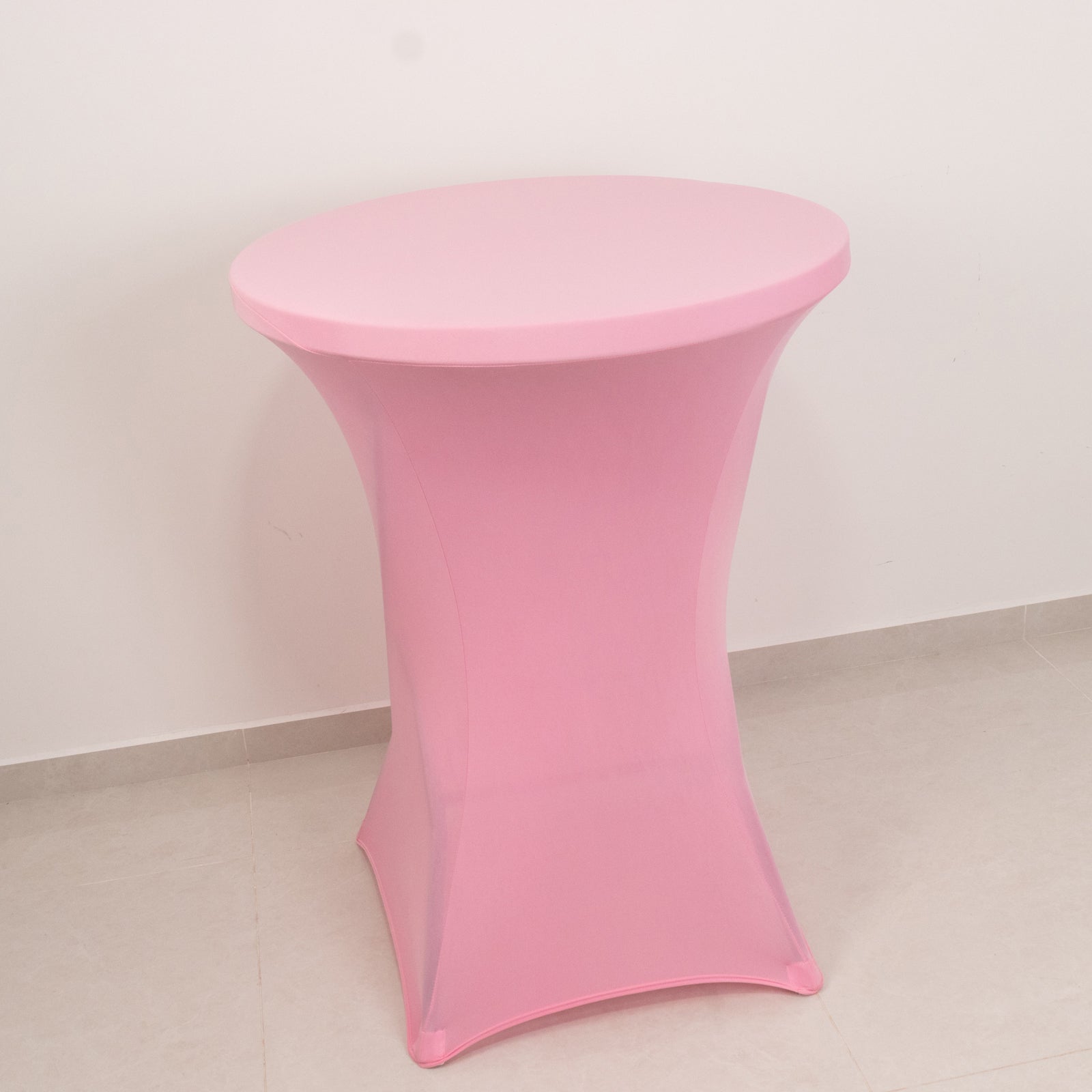 Spandex 24-32 Round Cocktail Table Cover Pink - Easy to Maintain Stretch Fitted Highboy Tablecloth