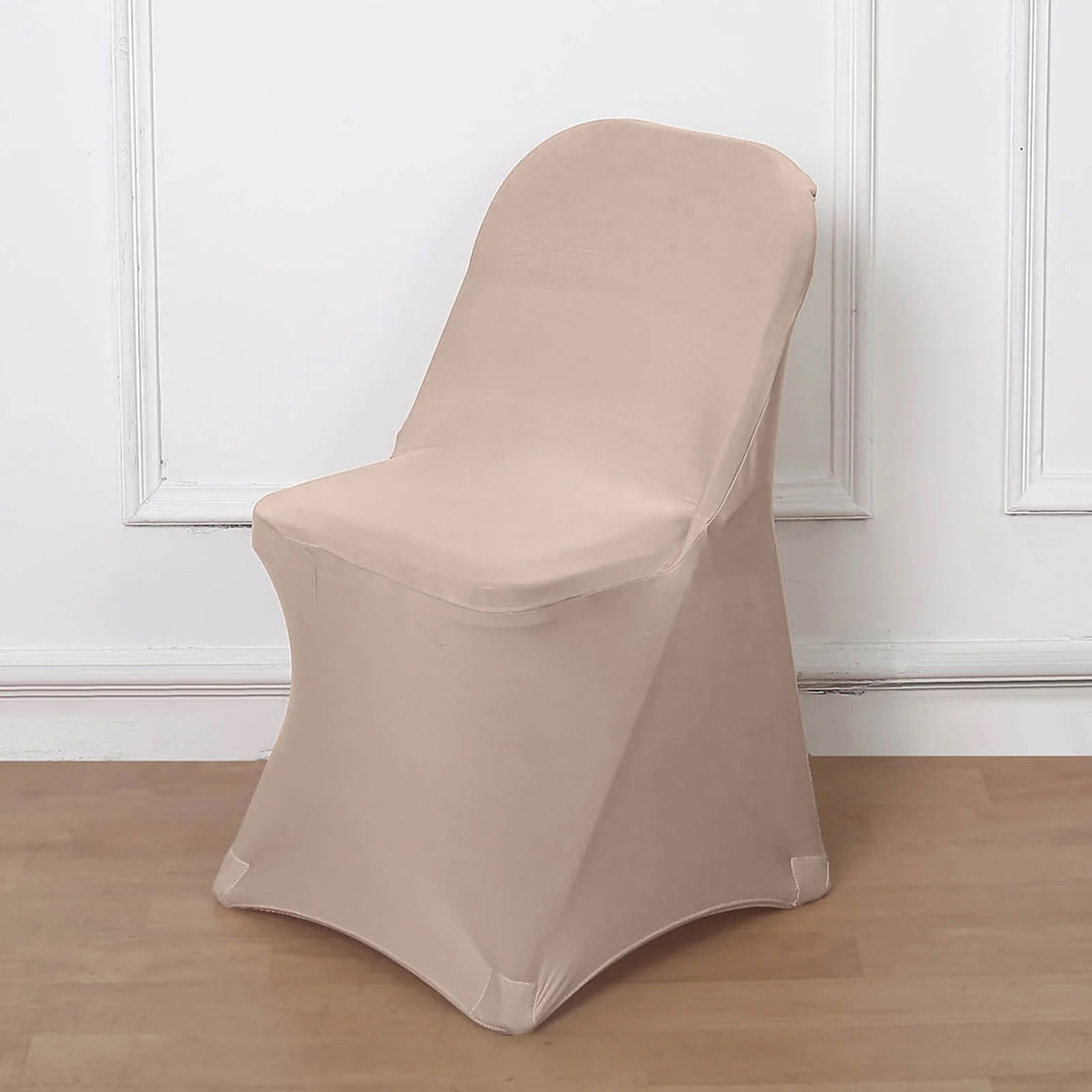 10 Pack Stretch Spandex Chair Covers Nude for Folding Chairs - Durable 160GSM Fitted Slipcovers