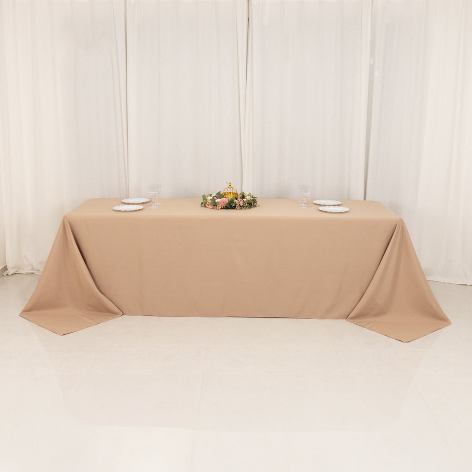 Premium Polyester 90x156 Rectangle Tablecloth Nude - Seamless 220GSM Stain-Resistant Table Cover