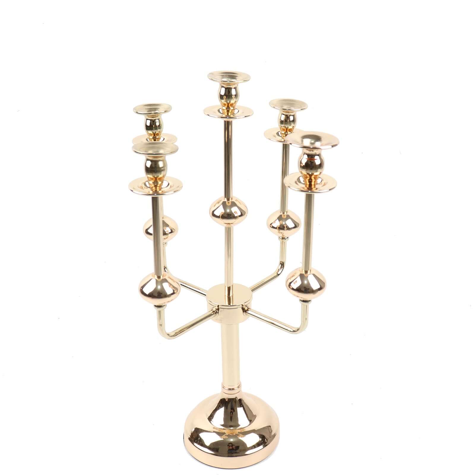 5-Arm Taper Candelabra Wedding Candle Holder Gold Metal Table Display - Perfect for Events 20