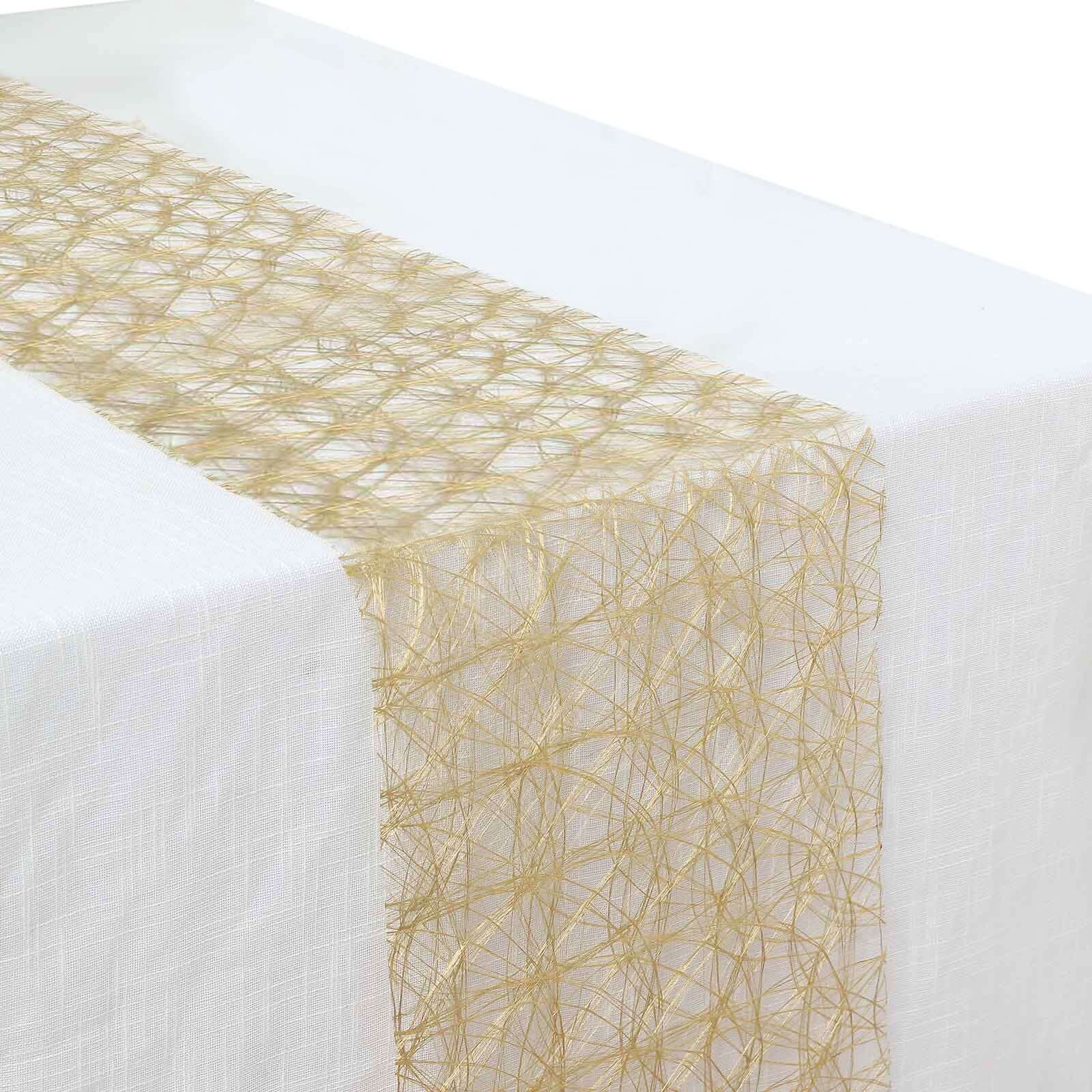 Polyester 12x108 Table Runner Metallic Gold Disposable Non-Woven Fiber Roll - Stylish & Chic Table Decor