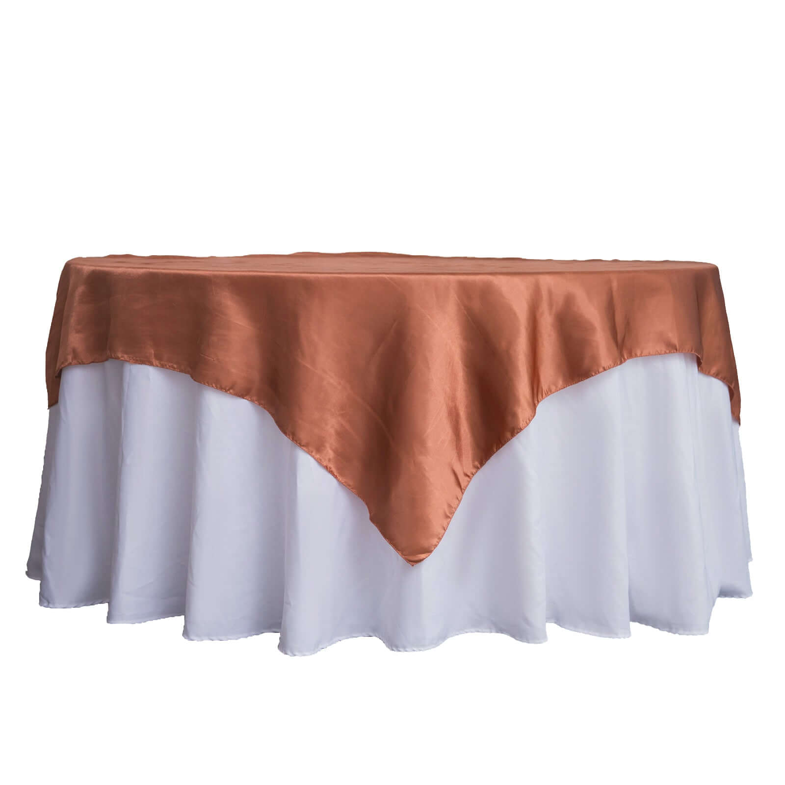 Satin 60x60 Table Overlay Square Tablecloth Terracotta (Rust) - Smooth Silky Touch Table Cover