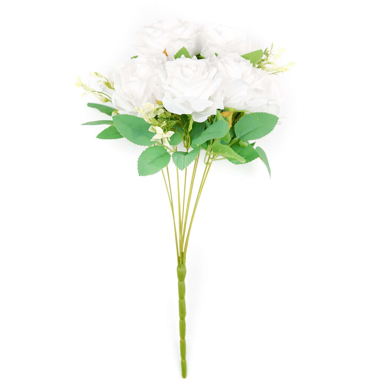 2 Bushes 18 Real Touch White Artificial Rose Flower Bouquet, Silk Long Stem Flower Arrangements