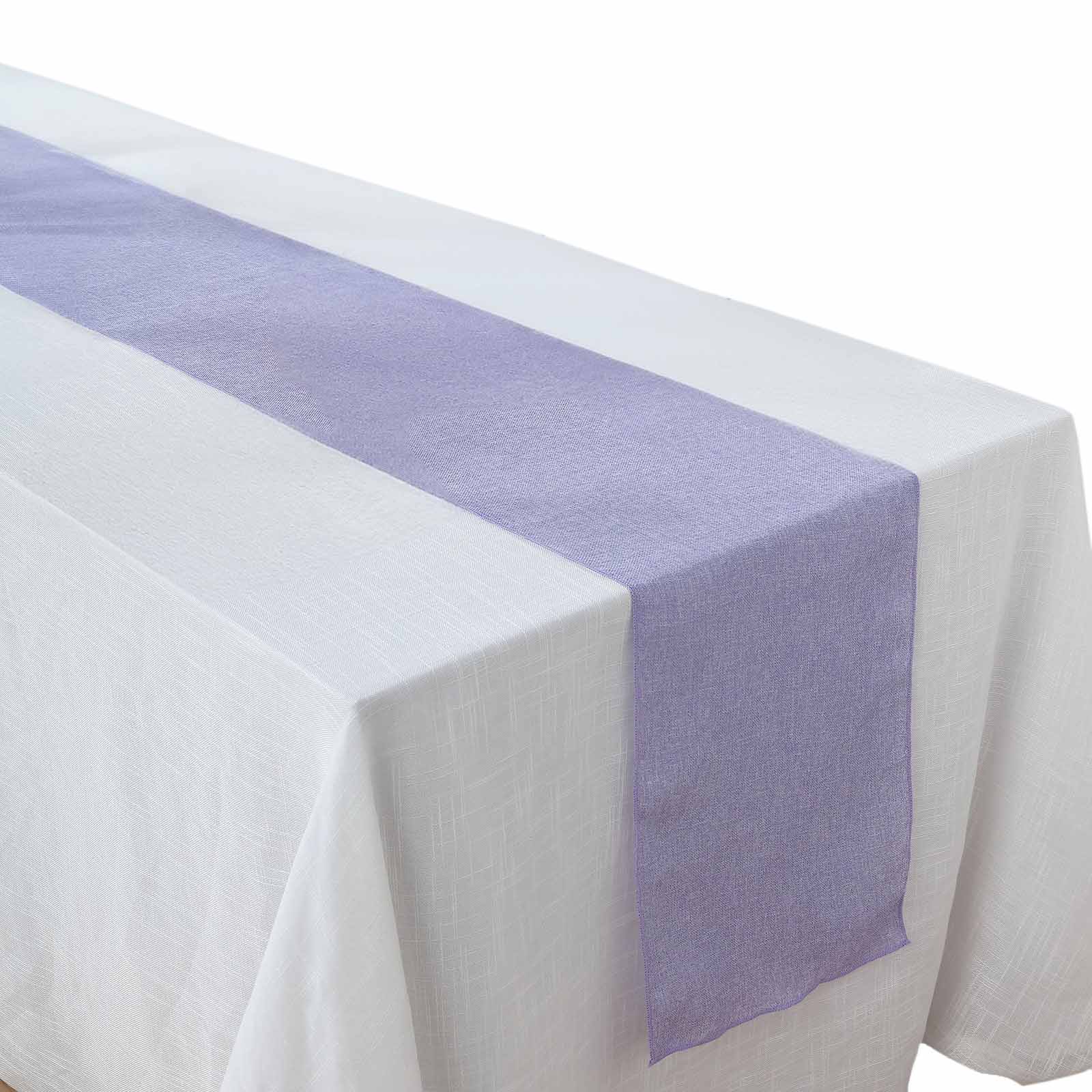 Faux Linen 14x108 Table Runner Lavender - Rustic Style Table Decor