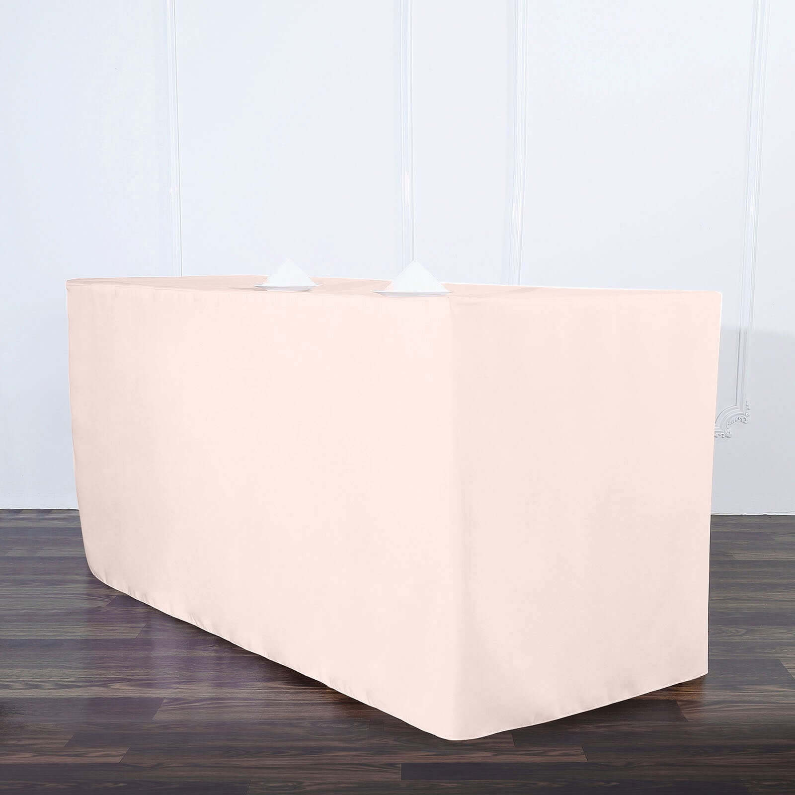 Fitted Polyester 72x30 Rectangle Tablecloth Blush - Durable Table Cover