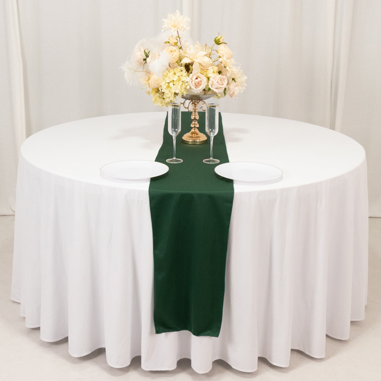 Premium Scuba Polyester 12x108 Table Runner Hunter Emerald Green - Wrinkle-Free Table Linen