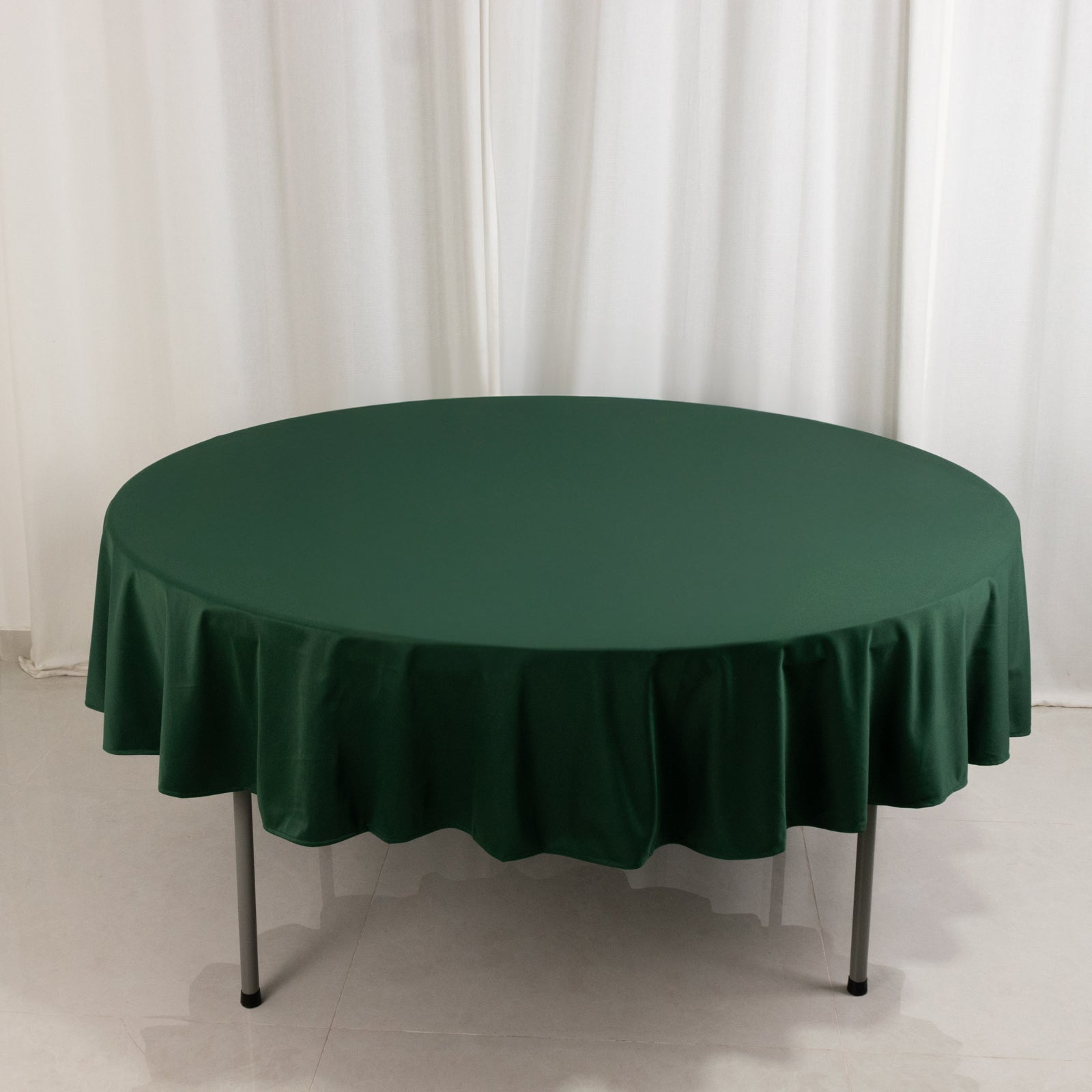 Premium Scuba Round 90 Tablecloth Hunter Emerald Green - Wrinkle Free & Stain Resistant Table Cover