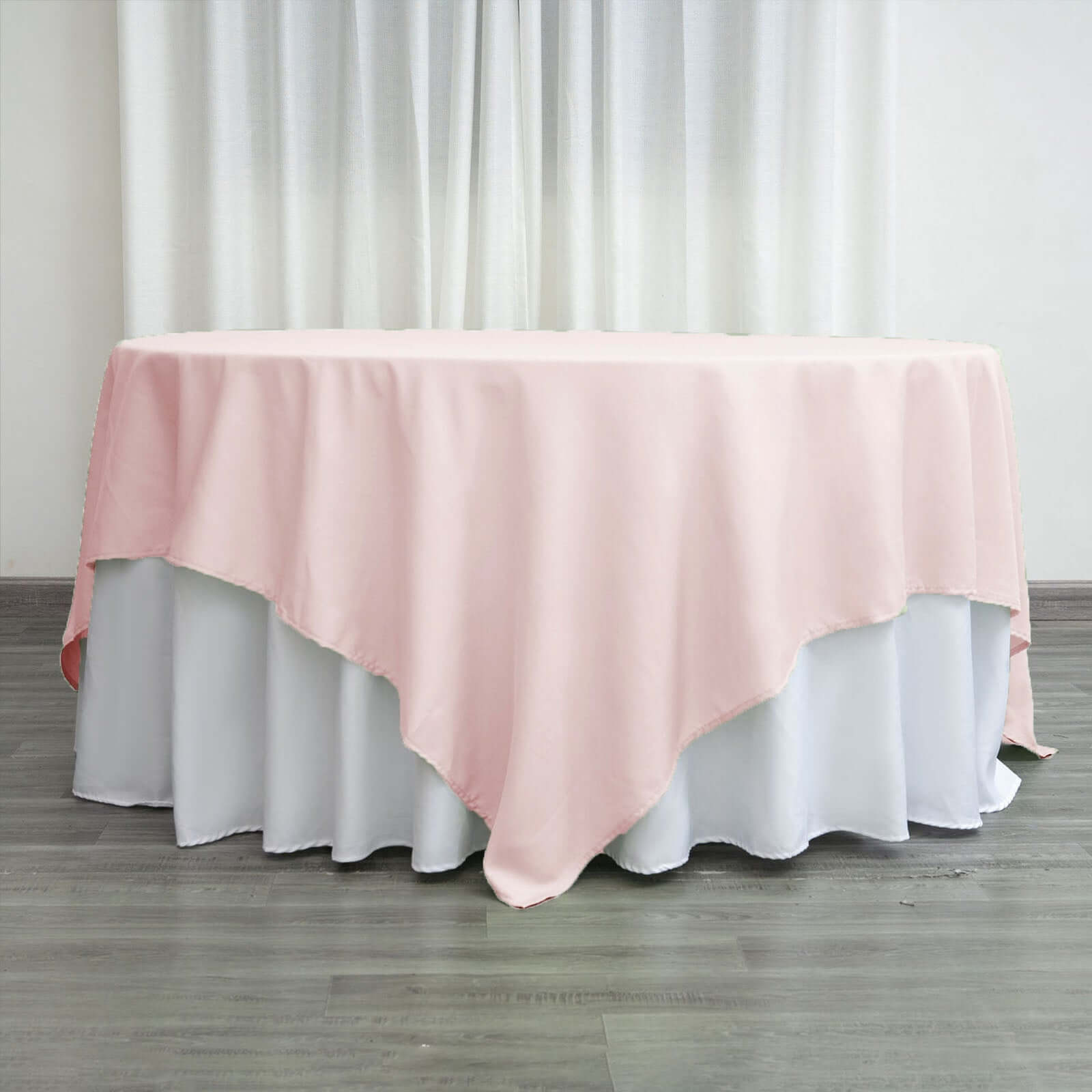 Polyester 90x90 Table Overlay Square Tablecloth Blush - Wrinkle-Resistant & Durable Table Cover