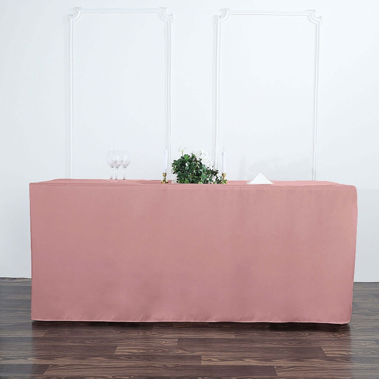 Fitted Polyester 72x30 Rectangle Tablecloth Dusty Rose - Durable Table Cover