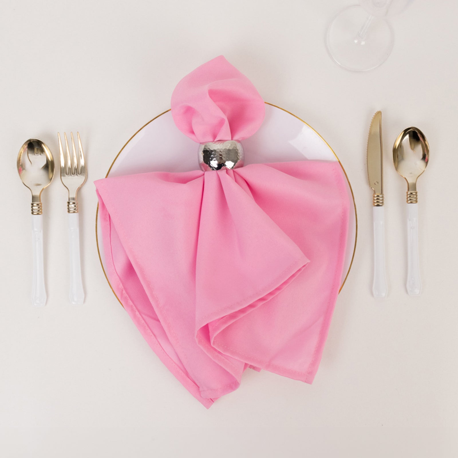 5 Pack Premium Polyester 20x20 Napkins Pink - Wrinkle-Resistant & Durable Dinner Napkins