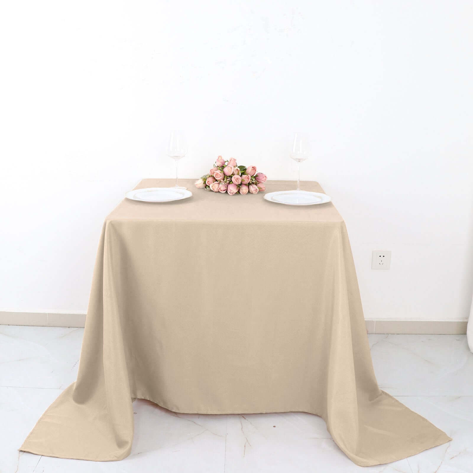 Polyester Square 90x90 Tablecloth Nude - Wrinkle-Resistant & Durable Table Cover