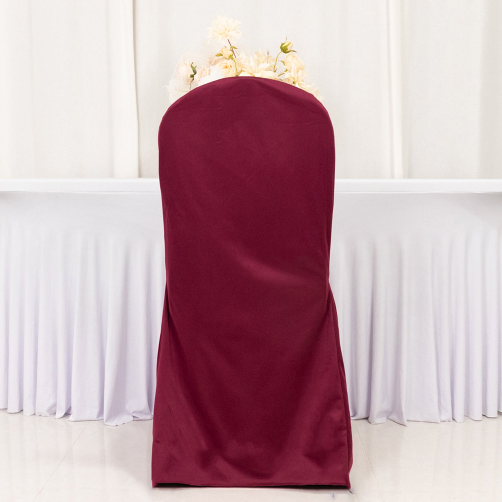 Scuba Stretch Chair Cover Burgundy for Banquet Chairs Slim Fit Design - Wrinkle Free and Durable Slipcover