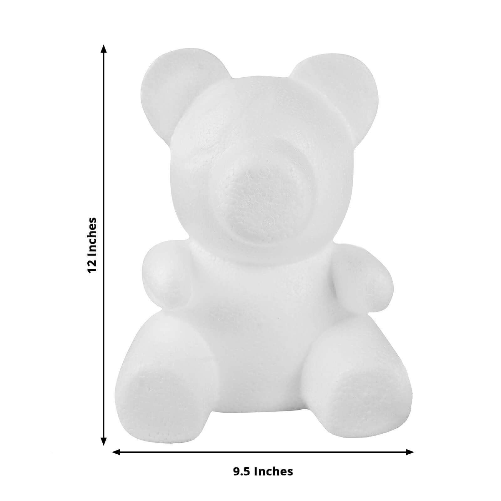 12 DIY White 3D Modeling StyroFoam Bear, Polystyrene Craft Foam Animal