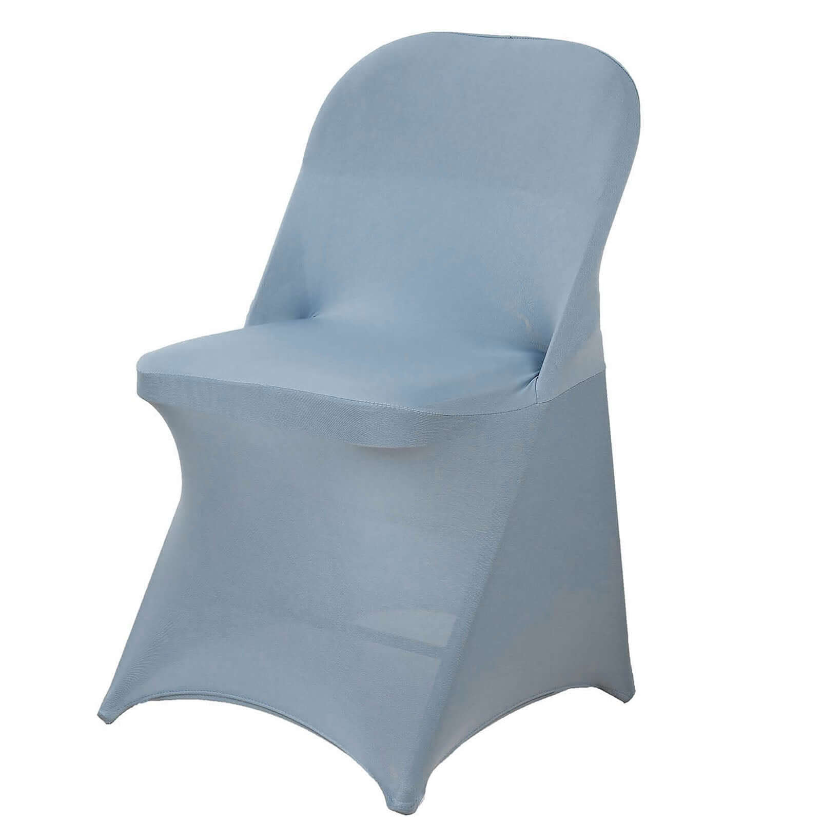 Stretch Spandex Chair Cover Dusty Blue for Folding Chairs - Reusable & Wrinkle-Resistant 160GSM Fitted Slipcover