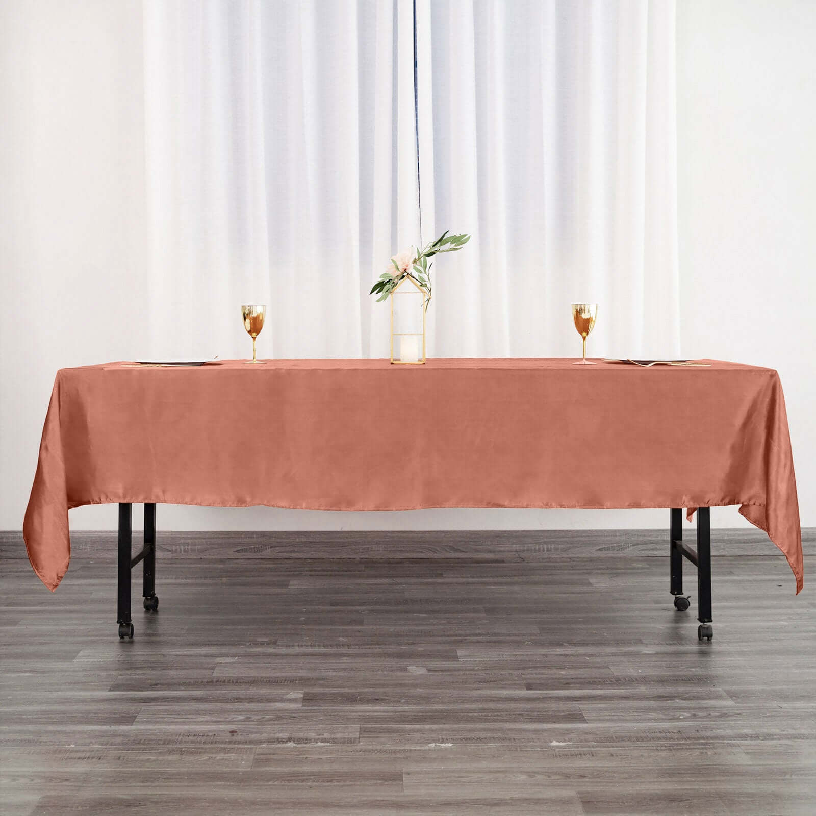 Satin Rectangular 60x102 Tablecloth Terracotta (Rust) - Smooth and Lustrous Table Cover