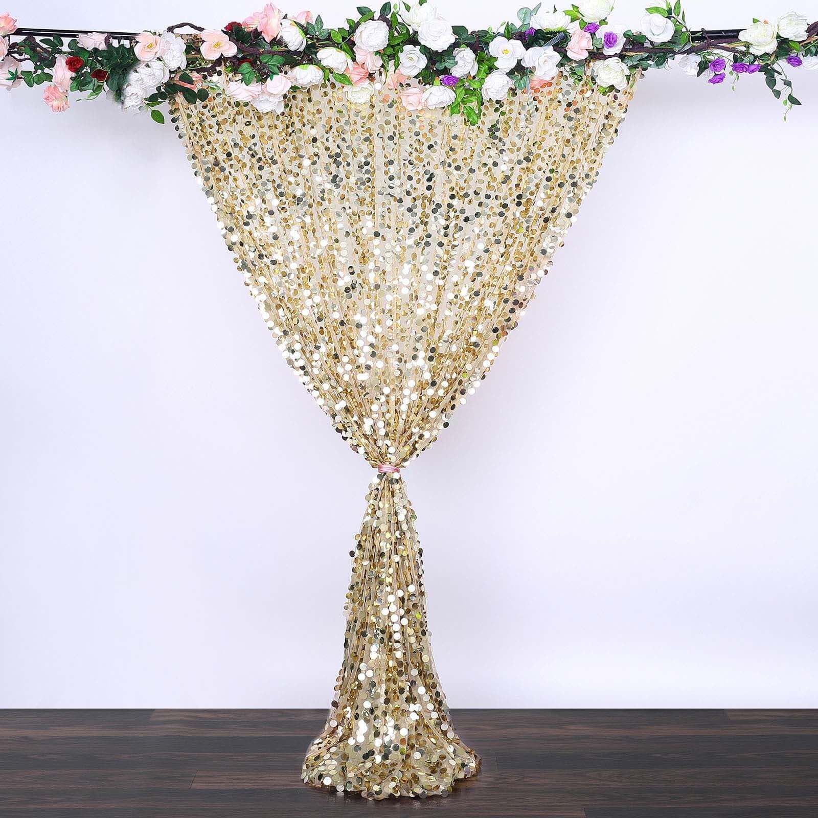 8ftx8ft Champagne Big Payette Sequin Event Curtain Drapes, Backdrop Event Panel