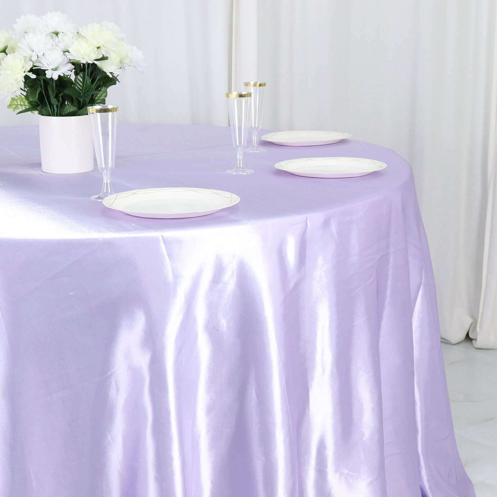 Satin 120 Round Tablecloth Lavender Lilac - Stylish Seamless Table Cover