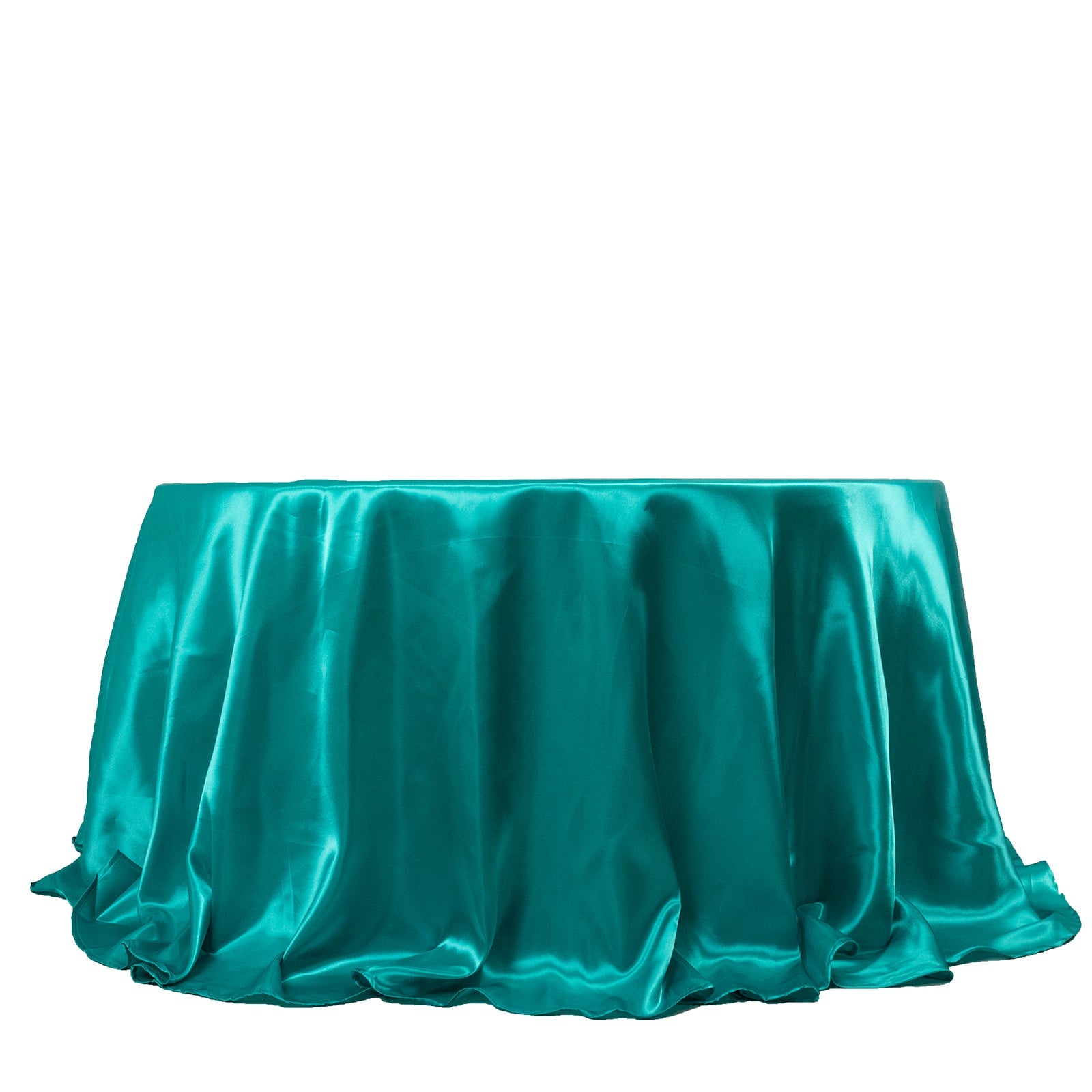 Satin 132 Round Tablecloth Turquoise - Stylish Seamless Table Cover