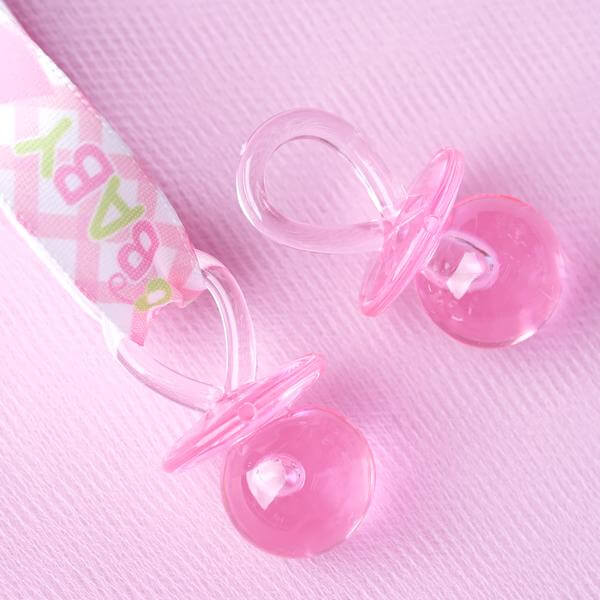 12 Pack Large Pink Decorative Baby Pacifiers, Baby Shower Favors