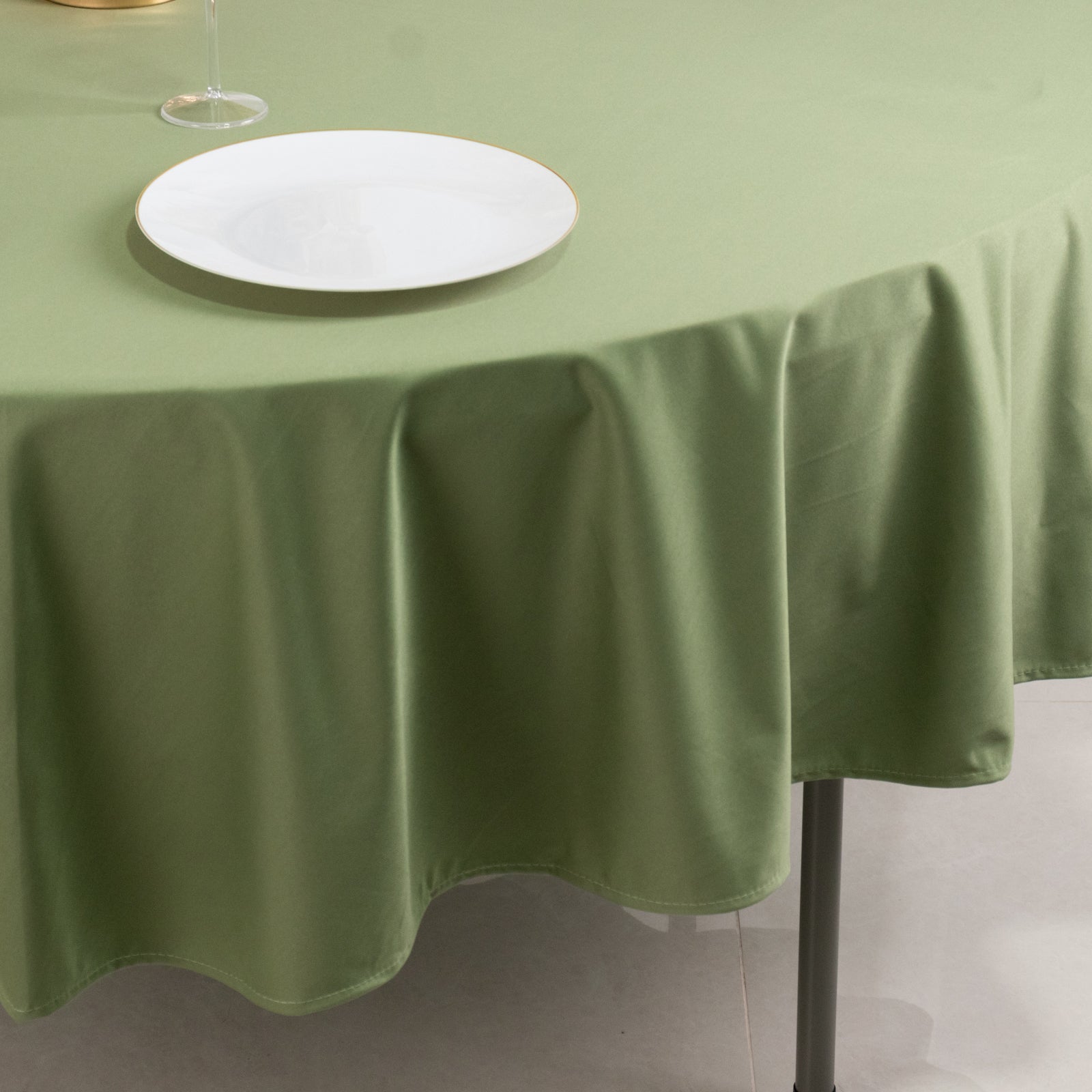 Premium Scuba Round 90 Tablecloth Dusty Sage Green - Wrinkle Free & Stain Resistant Table Cover