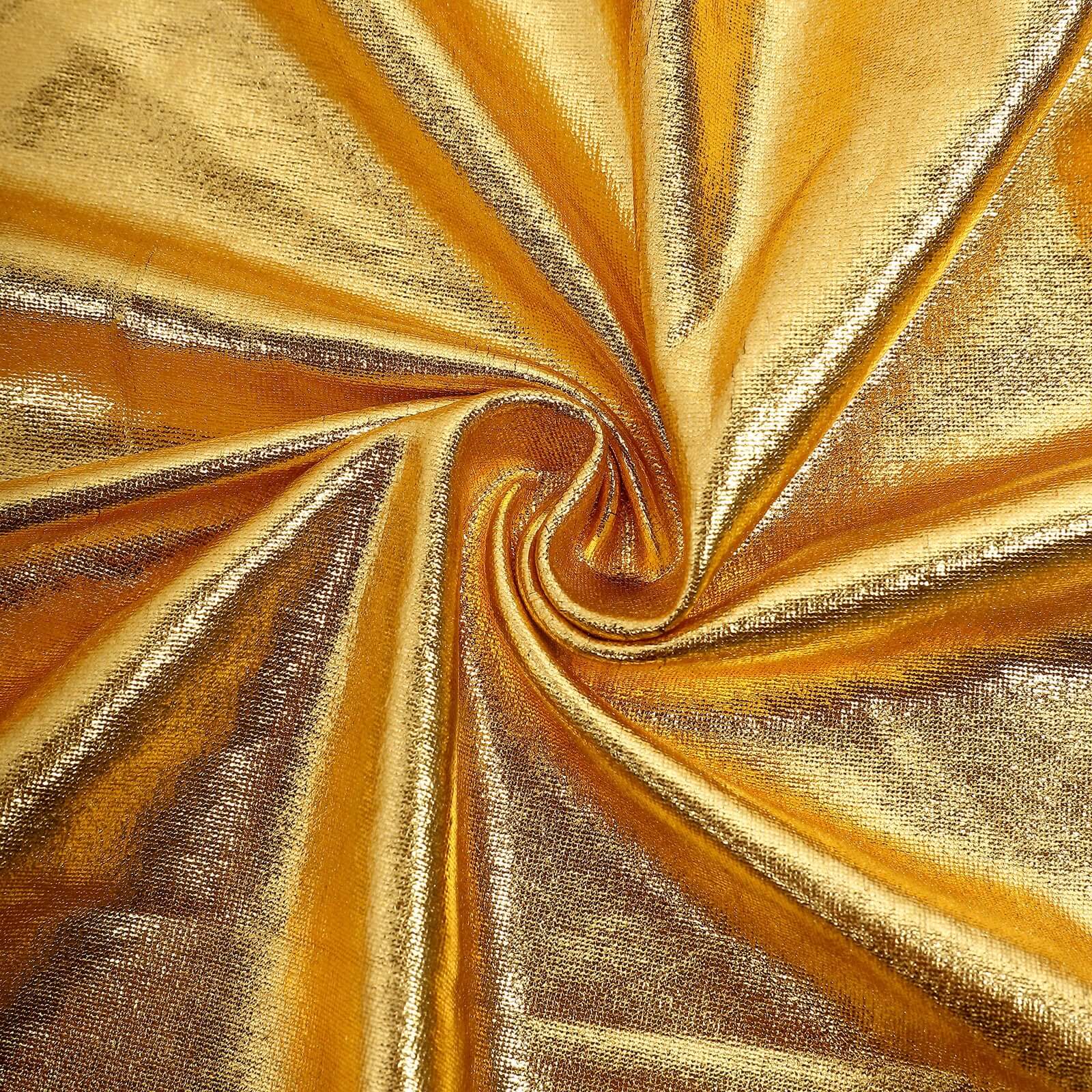 Stretch Spandex 72x30 Rectangle Tablecloth Metallic Gold - Glamorous Form-Fitting Table Cover for Upscale Gatherings