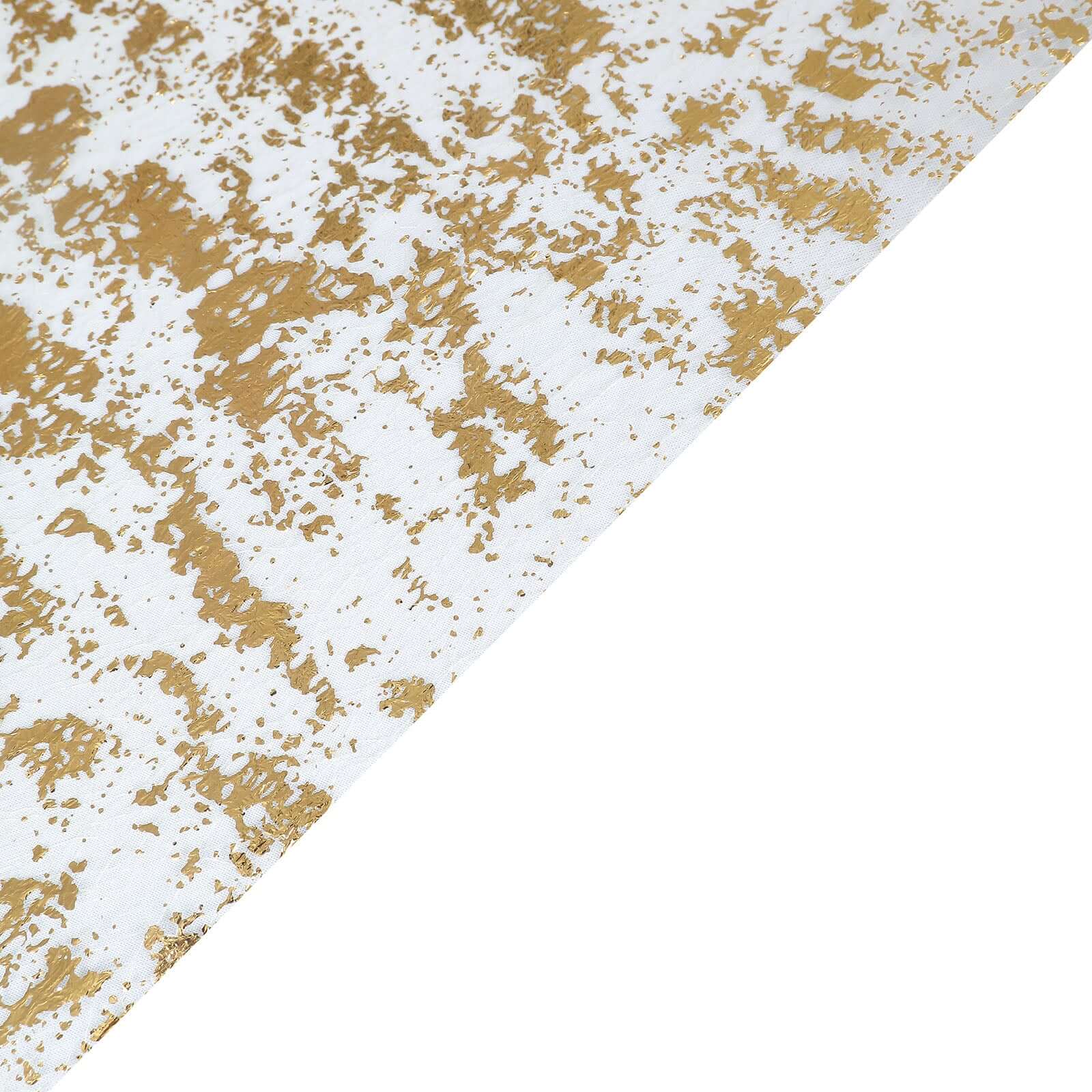 Mesh Polyester 108 Table Runner Roll Metallic Gold Distressed Foil Printing Design - Disposable Stylish Party Table Decor