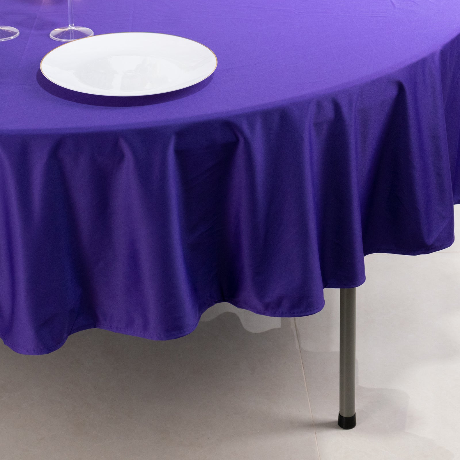 Premium Scuba Round 90 Tablecloth Purple - Wrinkle Free & Stain Resistant Table Cover